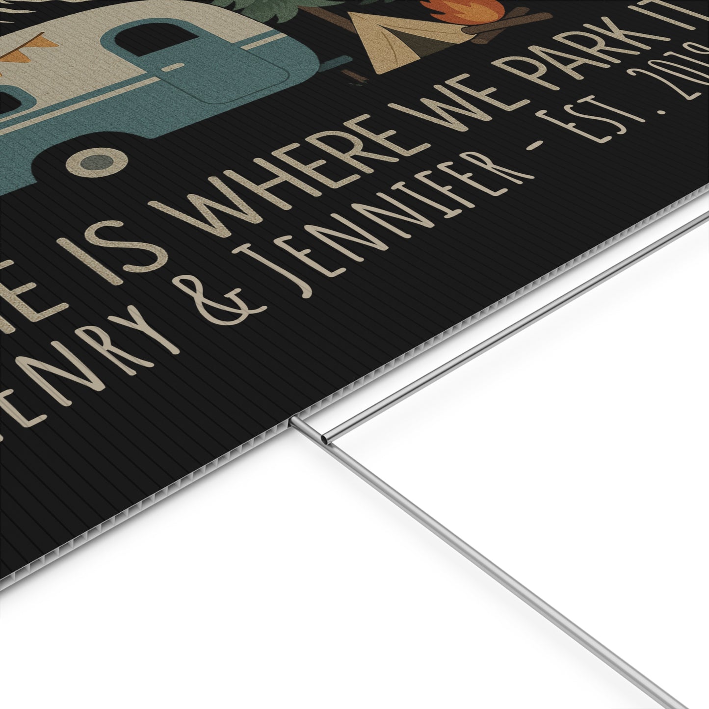 24″ x 18″ Personalized Camping Sign – “Home Is Where We Park It”