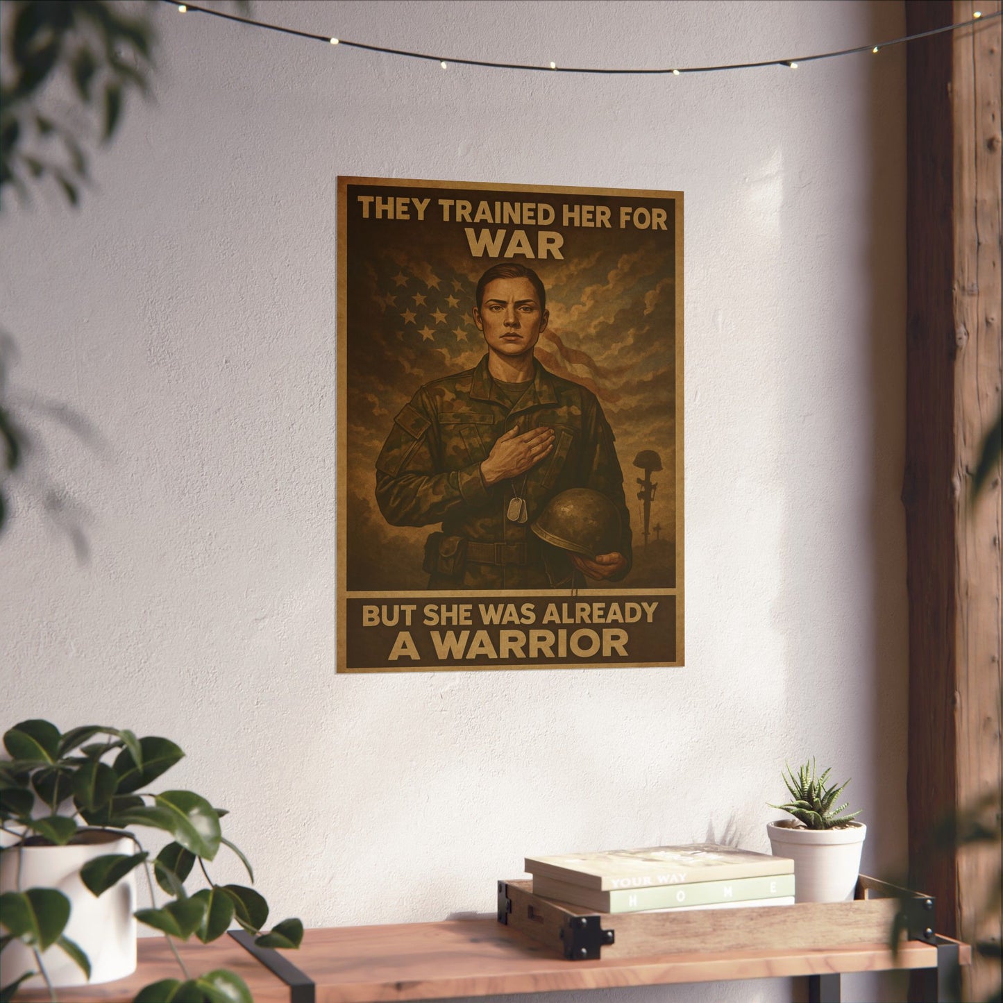 “A WARRIOR” – Vertical Matte Poster – Military Woman Tribute