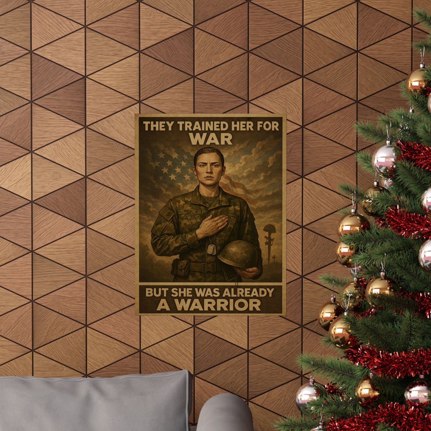 “A WARRIOR” – Vertical Matte Poster – Military Woman Tribute