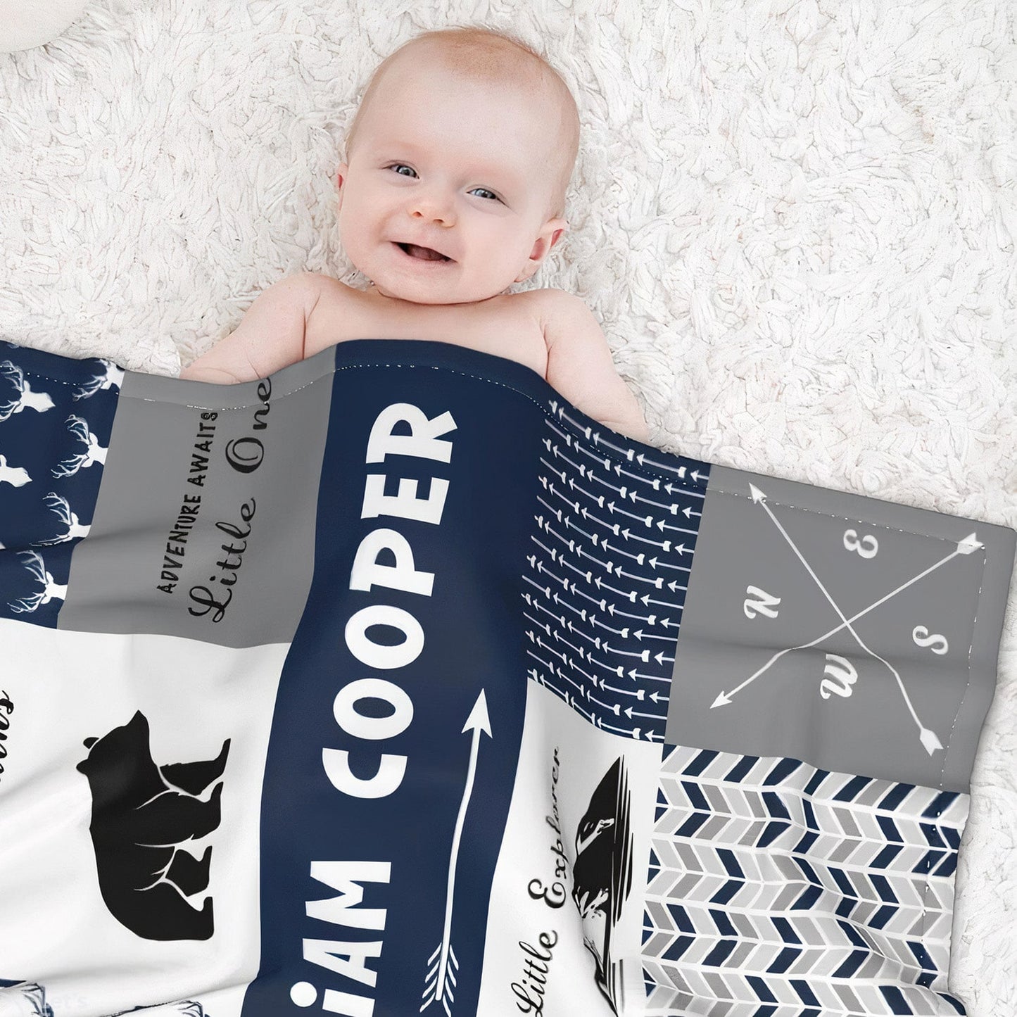 🦌 Personalized Woodland Name Blanket – Cozy & Custom!