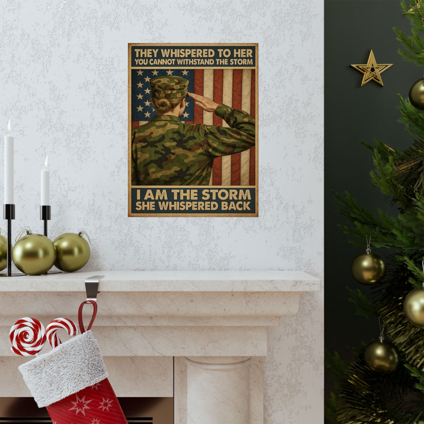 I Am the Storm” – Vertical Matte Poster (Unframed) – Military Woman Tribute