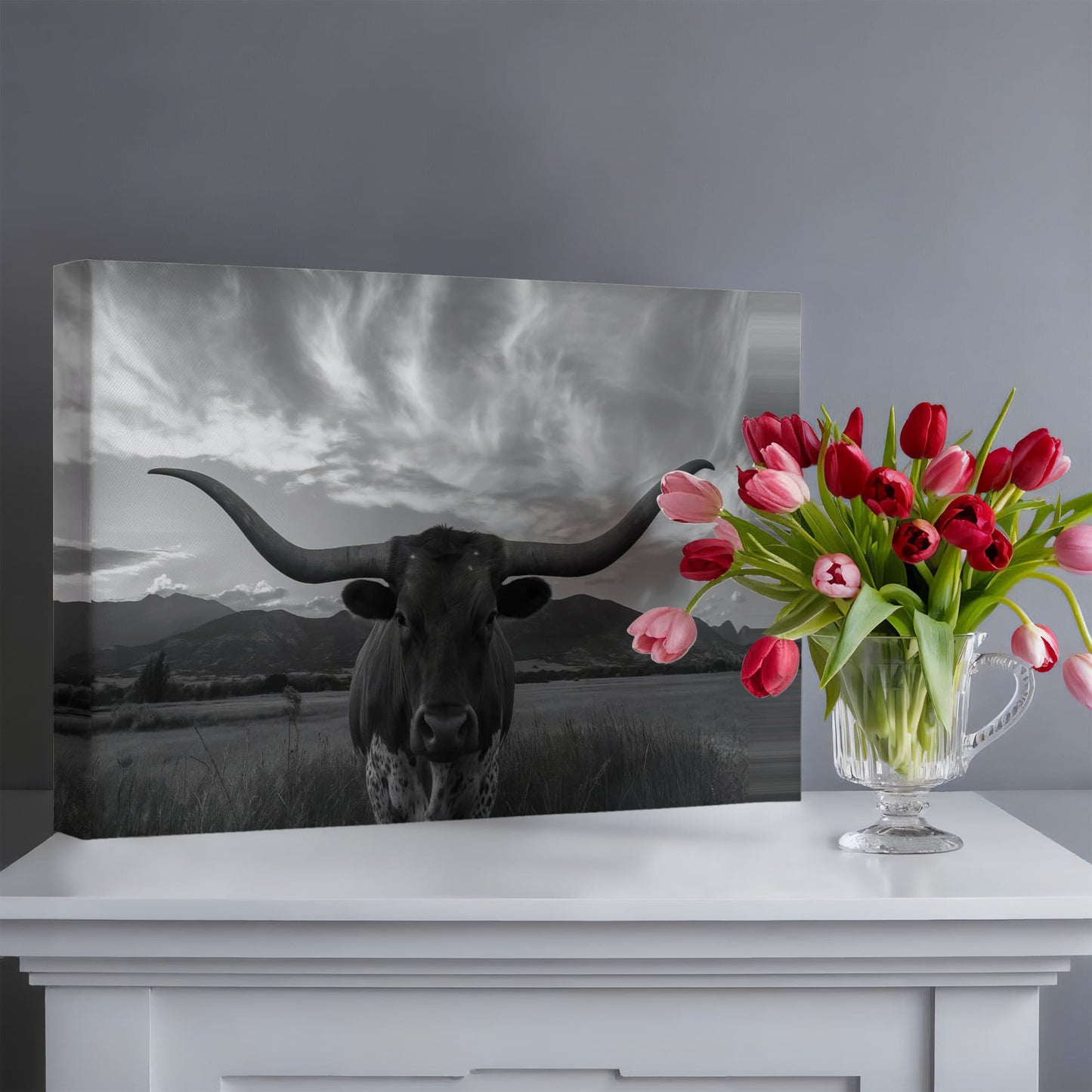 Texas Longhorn Canvas Wall Art – 16" x 20"