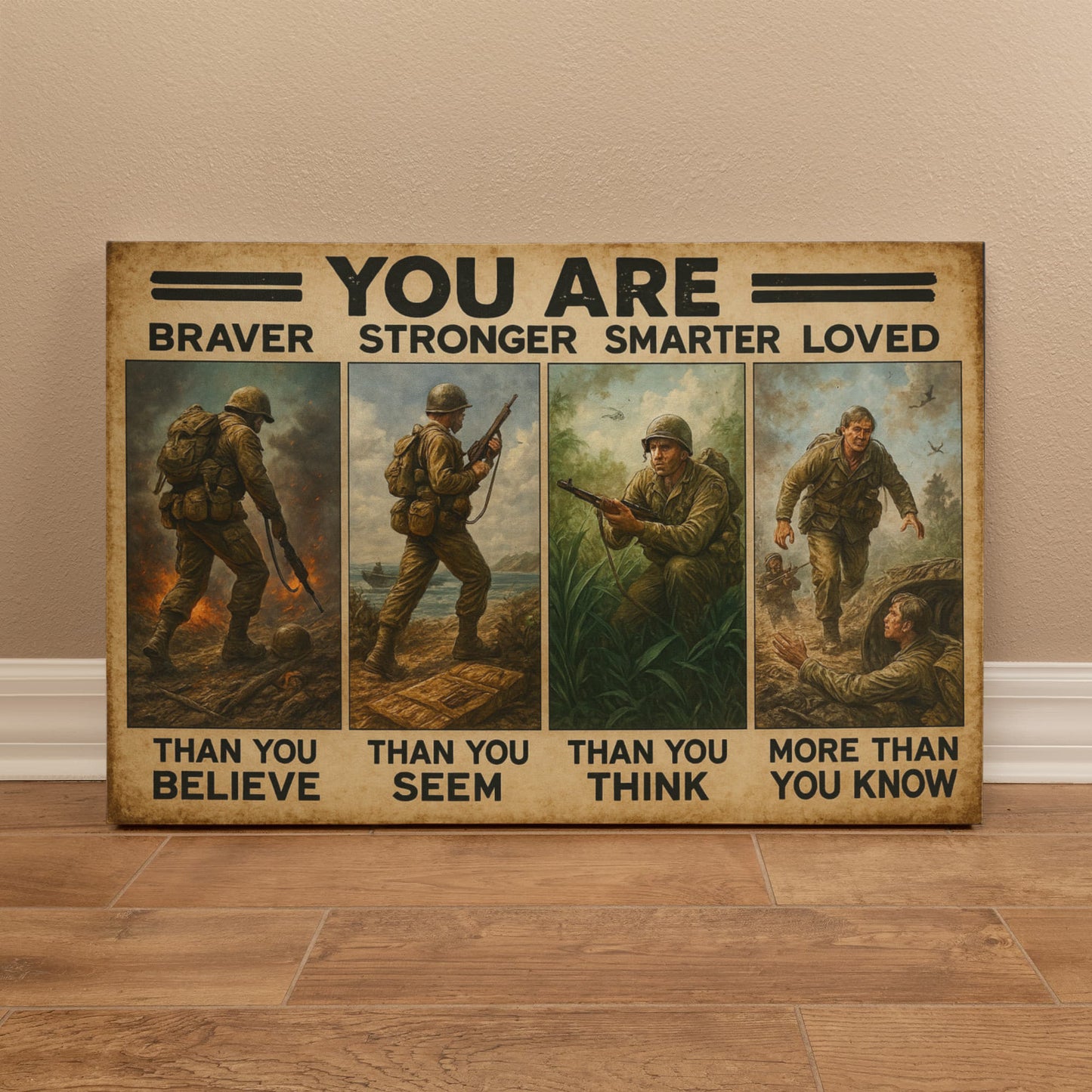 16"x20" Military Tribute Canvas – “You Are Braver” (Ready to Hang)