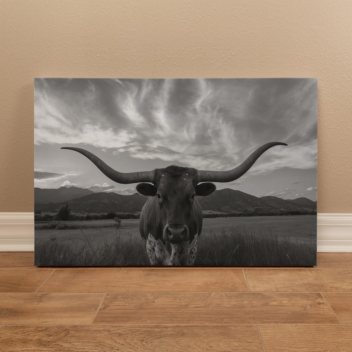 Texas Longhorn Canvas Wall Art – 16" x 20"