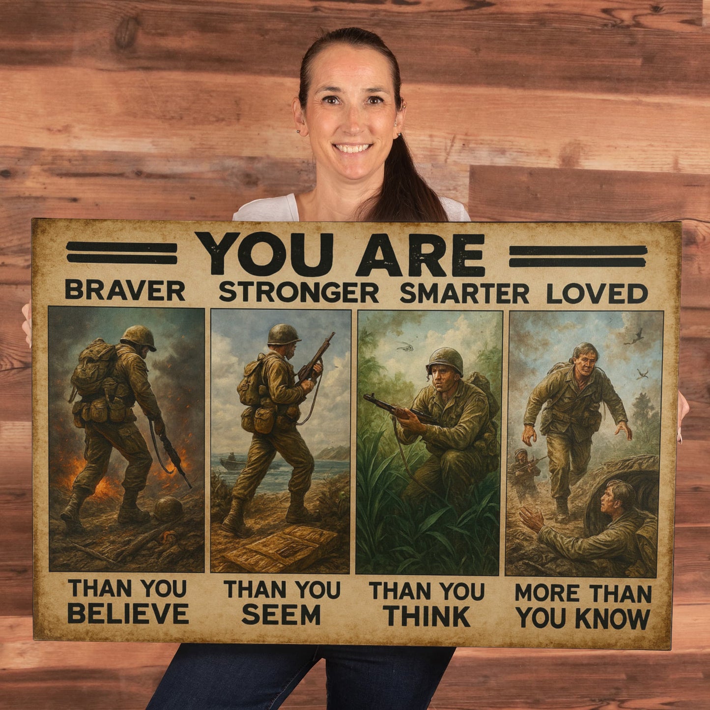 16"x20" Military Tribute Canvas – “You Are Braver” (Ready to Hang)