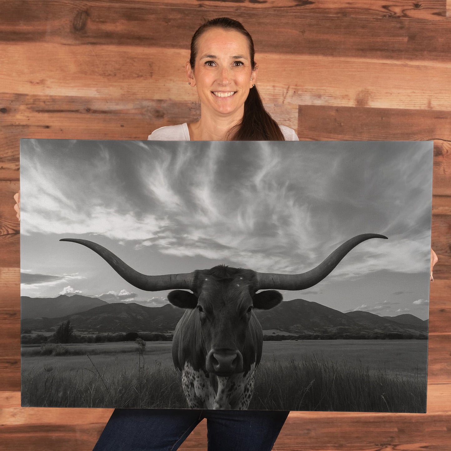 Texas Longhorn Canvas Wall Art – 16" x 20"