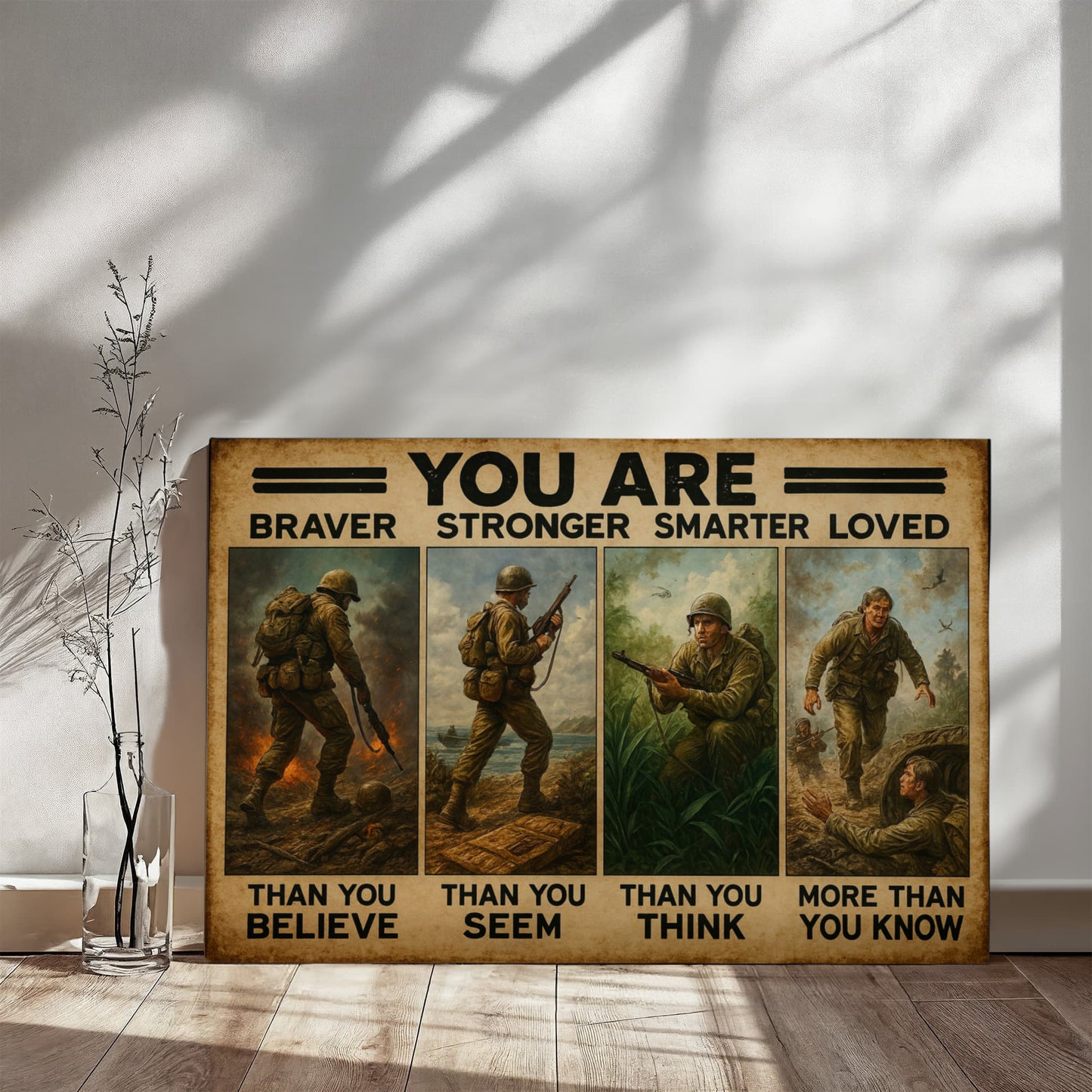 16"x20" Military Tribute Canvas – “You Are Braver” (Ready to Hang)