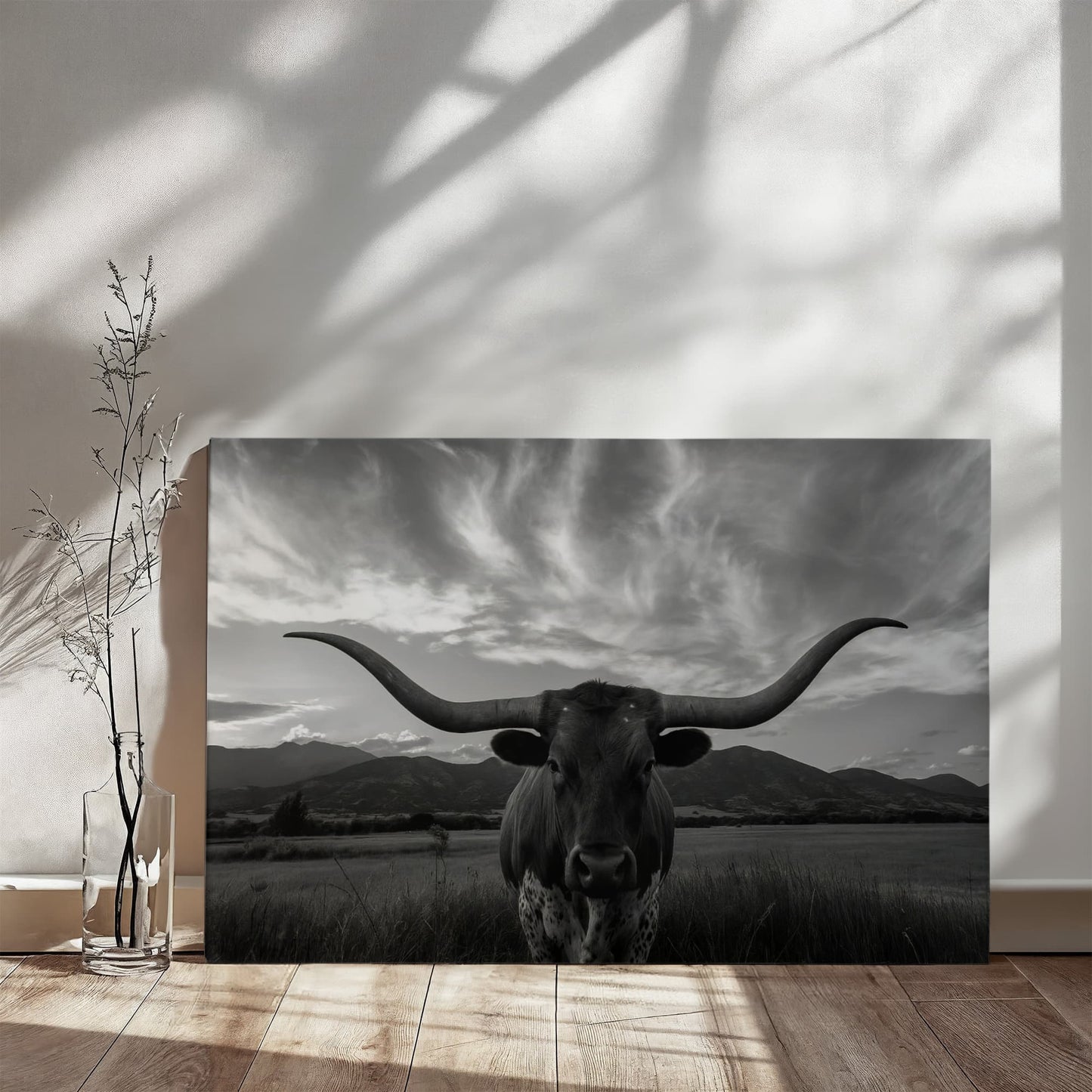 Texas Longhorn Canvas Wall Art – 16" x 20"