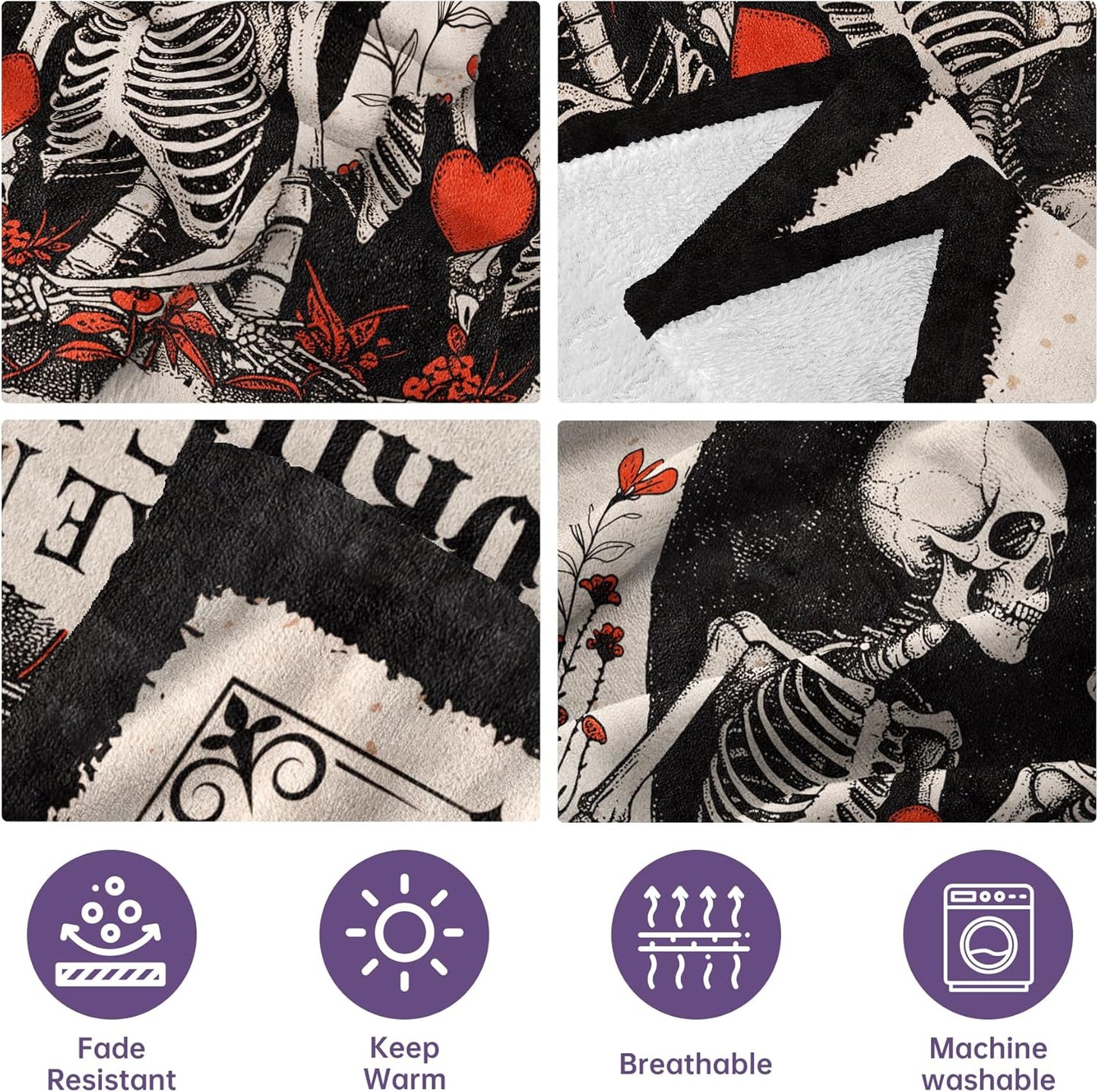 You’re My Favorite Weirdo” – Personalized Gothic Skeleton Couple Blanket