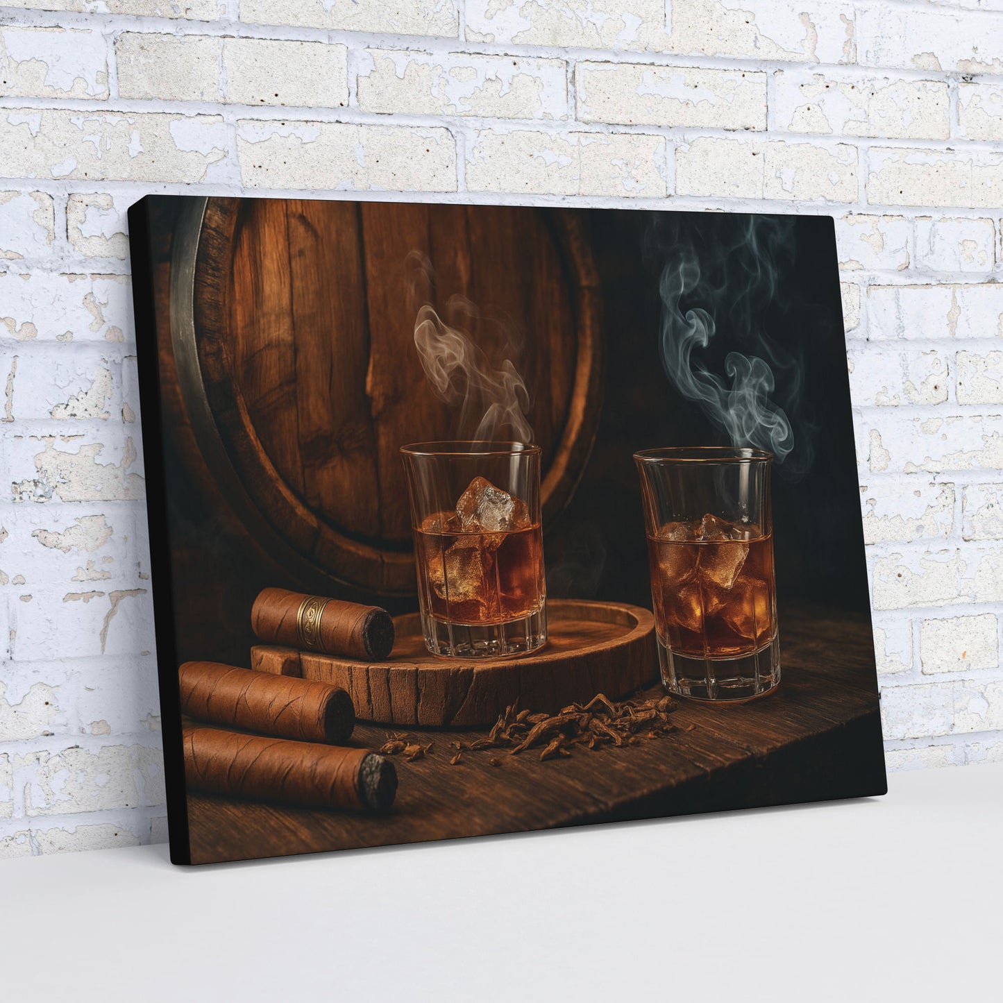 16"x20" โ Sophisticated Spirits โ Whiskey & Cigar Wall Art Canvas