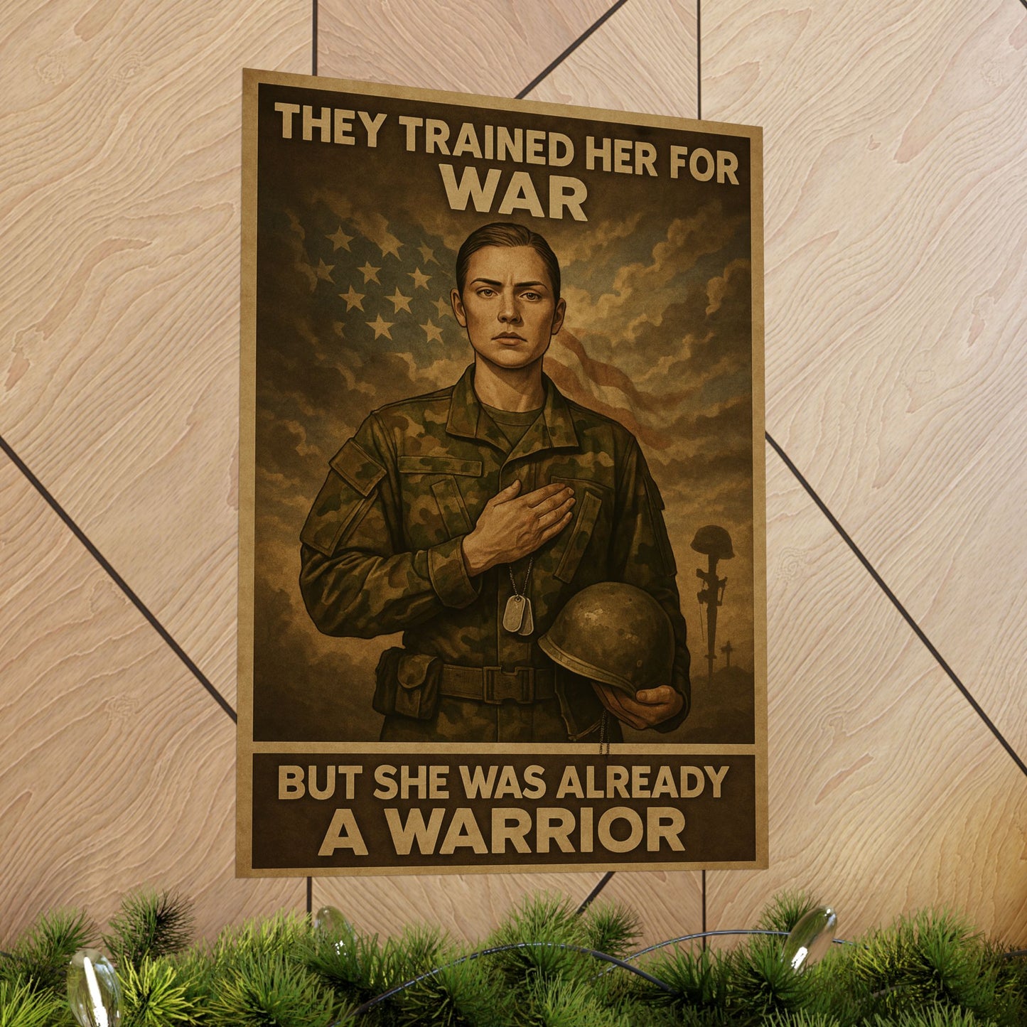 “A WARRIOR” – Vertical Matte Poster – Military Woman Tribute