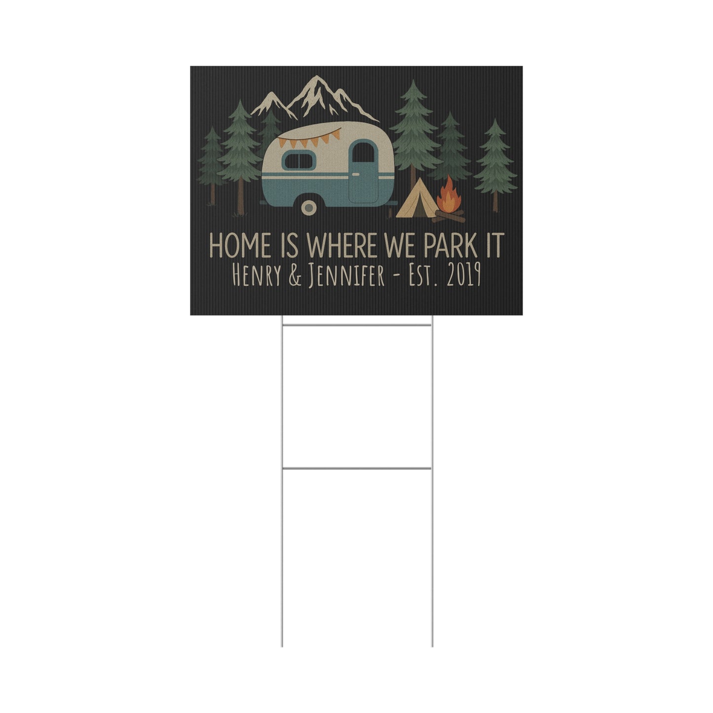 24″ x 18″ Personalized Camping Sign – “Home Is Where We Park It”