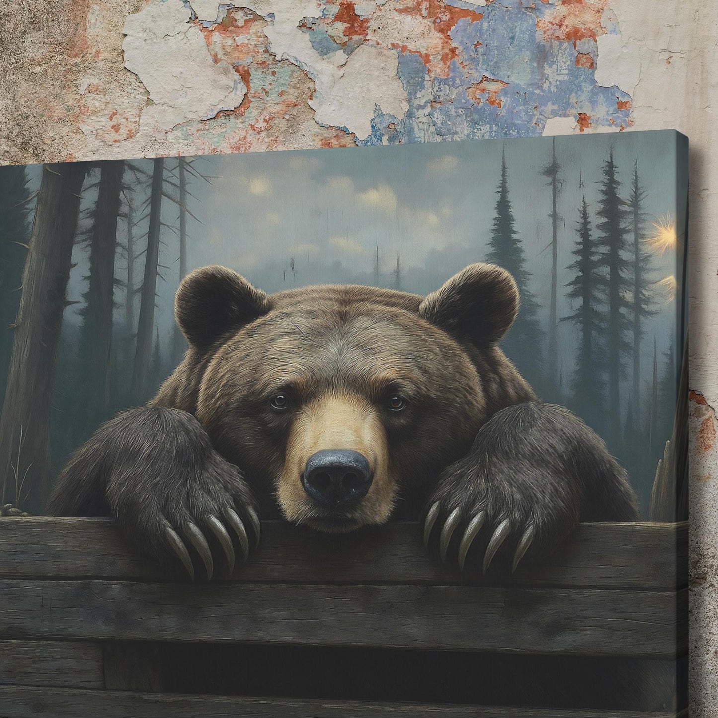 20" x 16" Bear Canvas Wall Art – Rustic Wildlife Decor for Home or Cabin