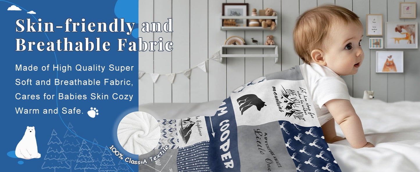 🦌 Personalized Woodland Name Blanket – Cozy & Custom!