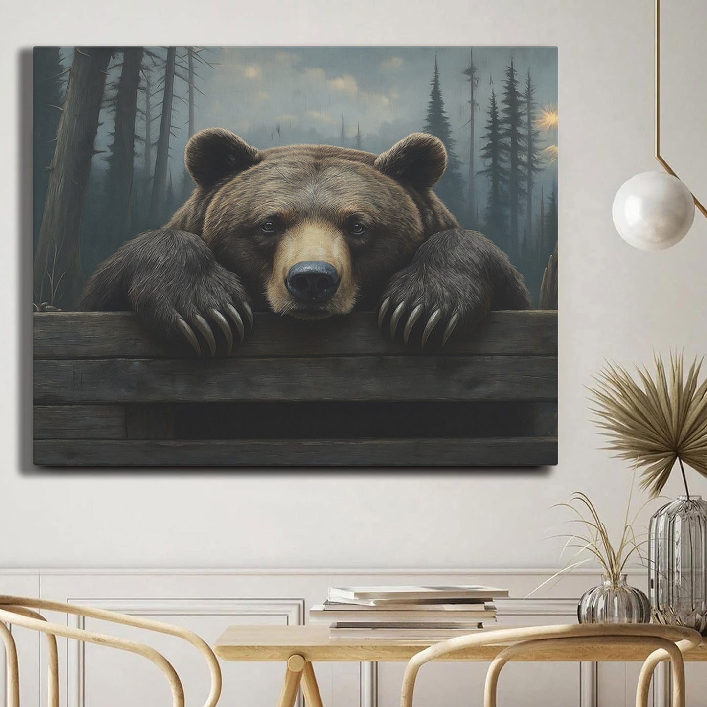 20" x 16" Bear Canvas Wall Art – Rustic Wildlife Decor for Home or Cabin
