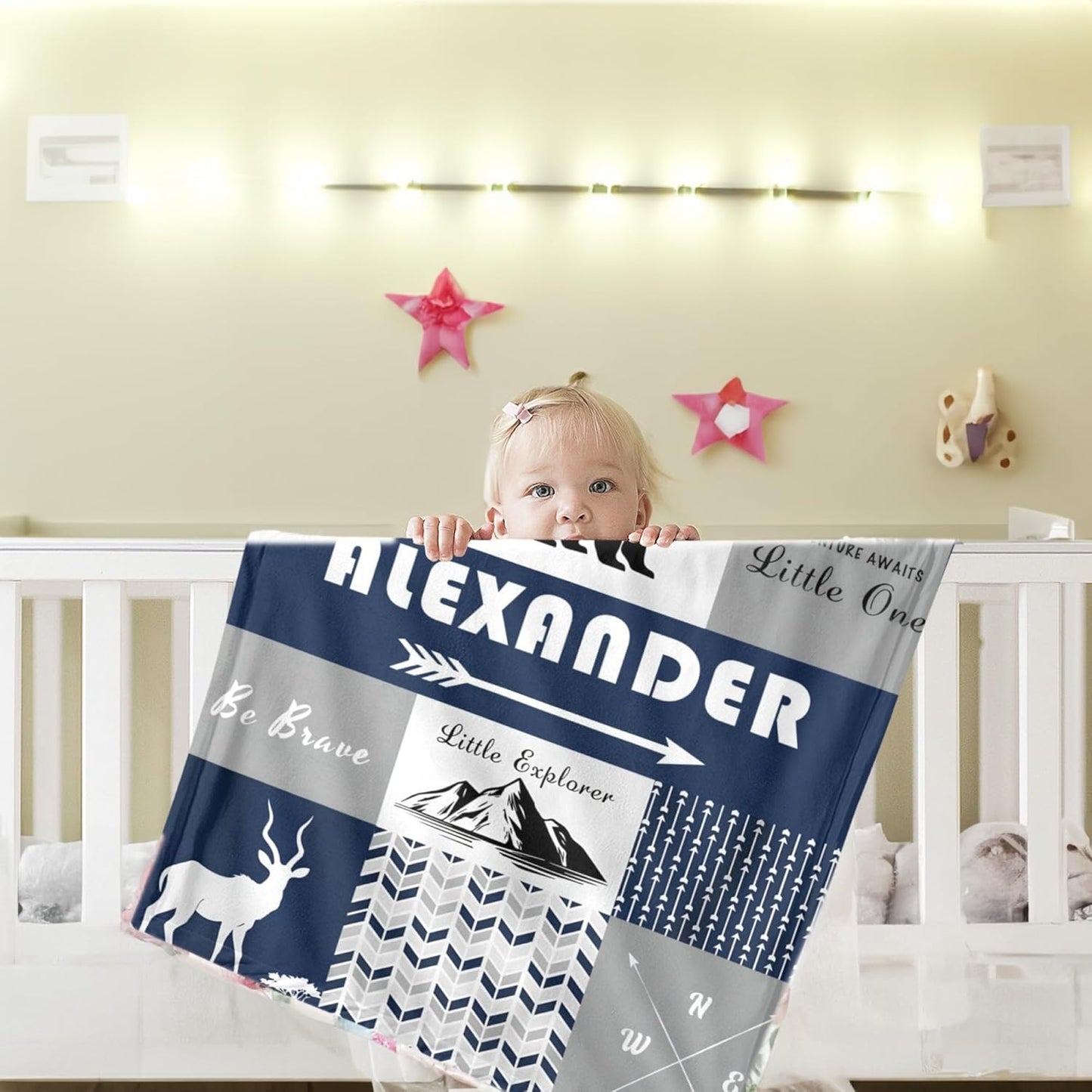 🦌 Personalized Woodland Name Blanket – Cozy & Custom!