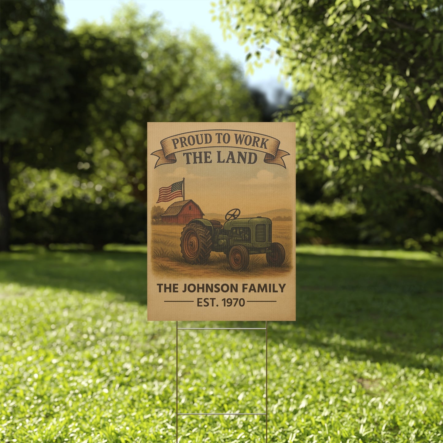 18"x24" Personalized Farm Family Yard Sign – Proud to Work the Land
