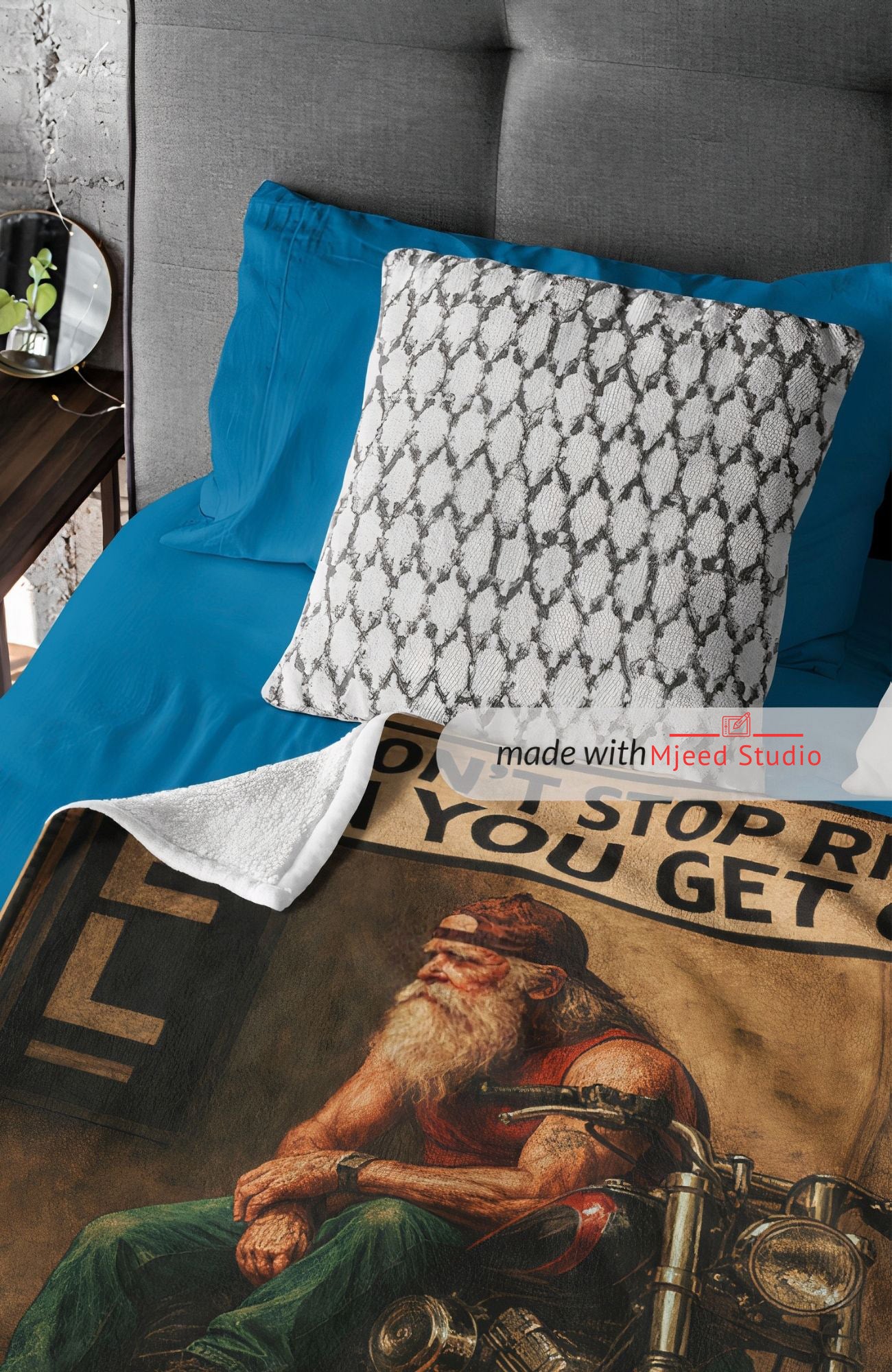 Biker Fleece Blanket – “You Don’t Stop Riding When You Get Old”