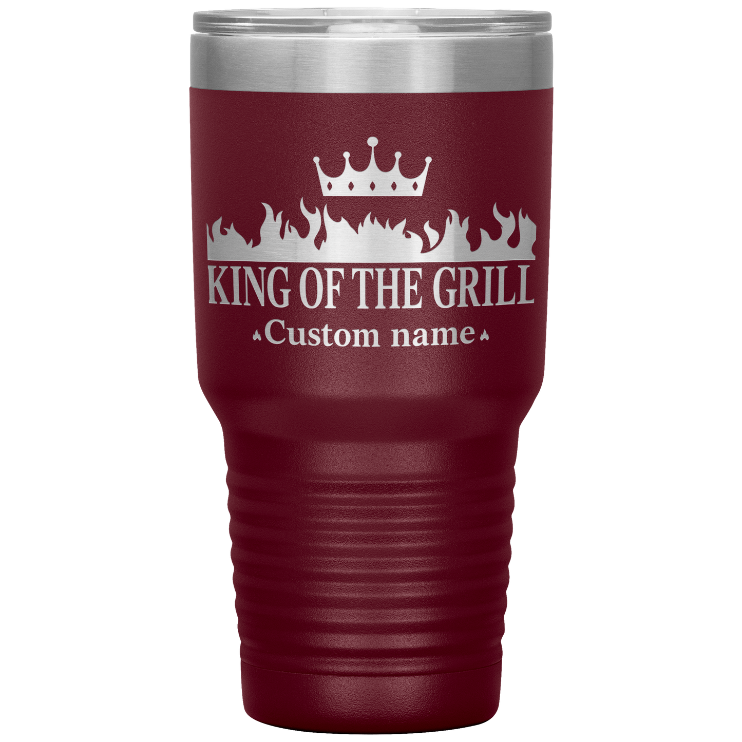 Custom_Name__King_of_the_Grill_30oz_I_30oz_Tumbler_Maroon_Mockup.png