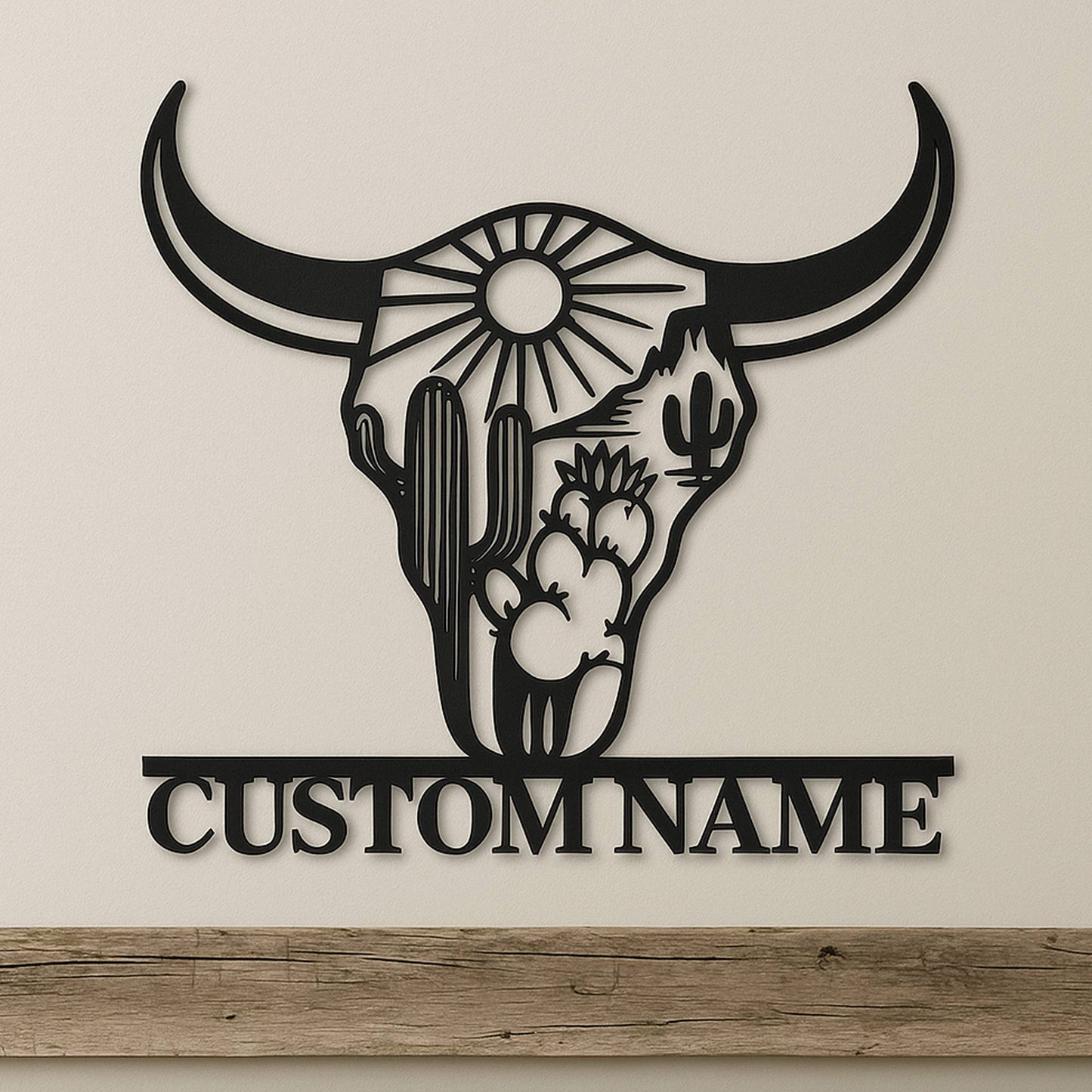 Custom Longhorn Skull Metal Sign