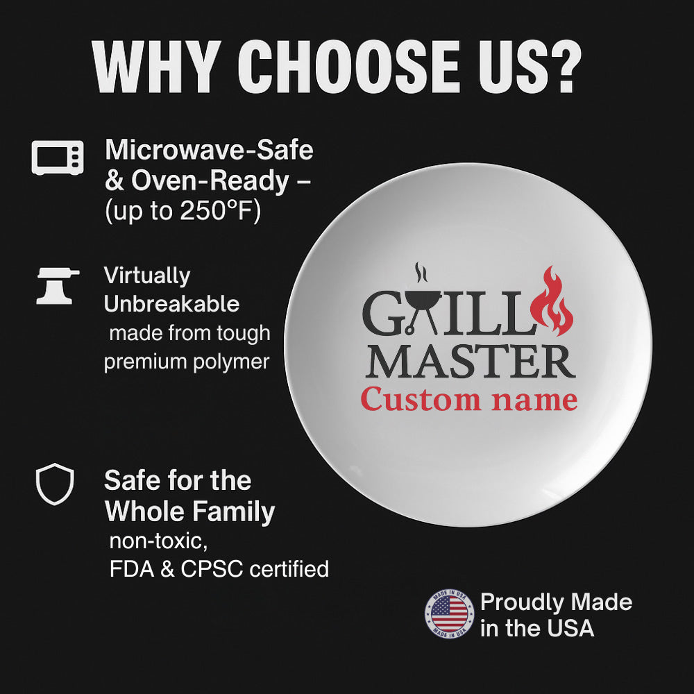 Custom Name Grill Master – 10" Unbreakable Dinner Plate