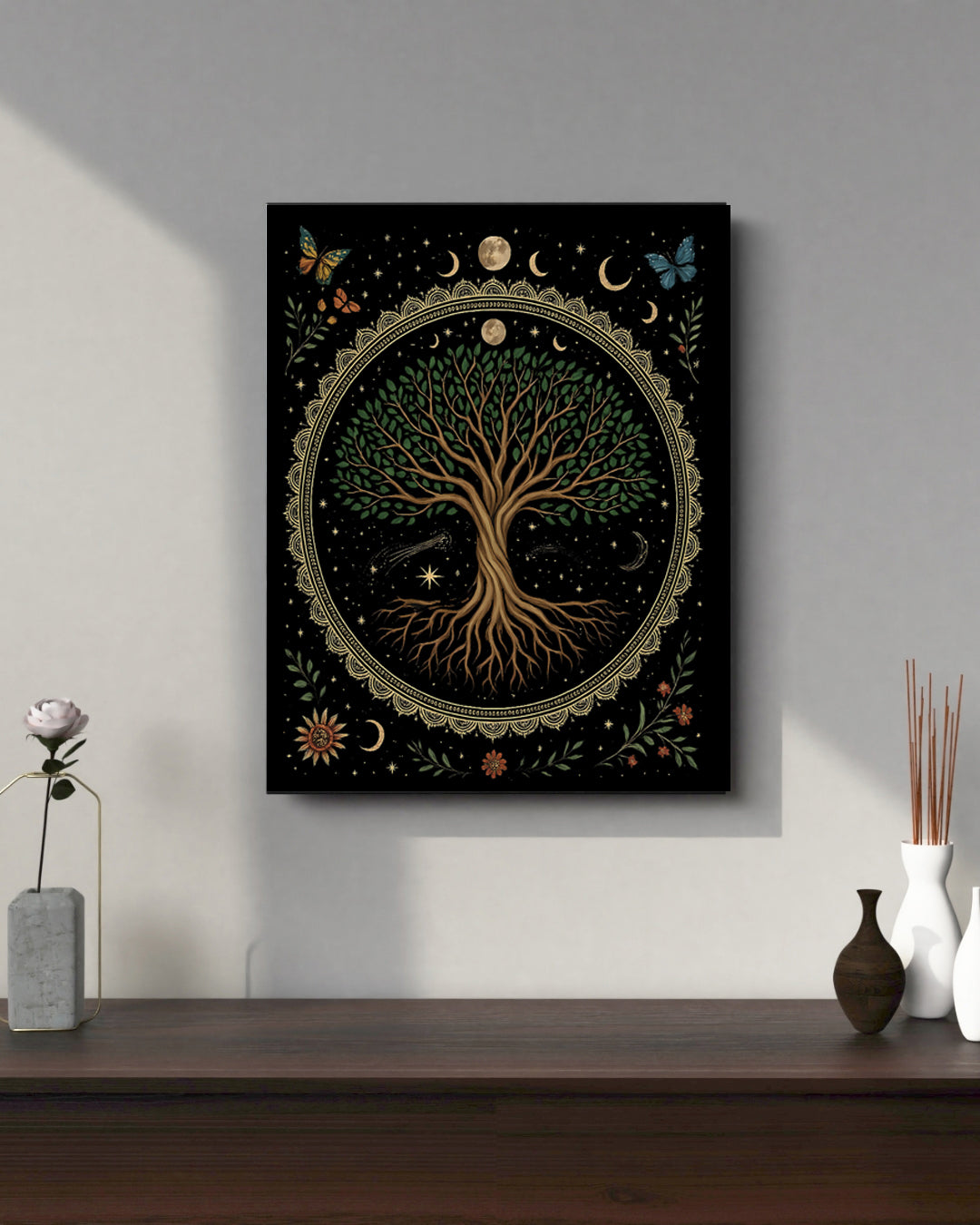 16"x20" – Moon Phase Tree of Life - Premium Canvas Wall Art