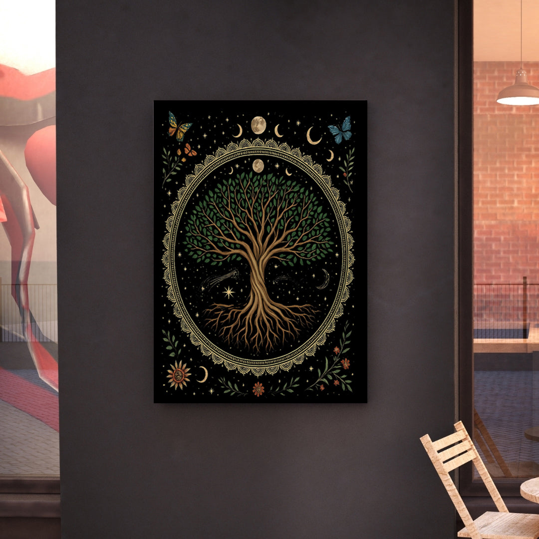 16"x20" – Moon Phase Tree of Life - Premium Canvas Wall Art