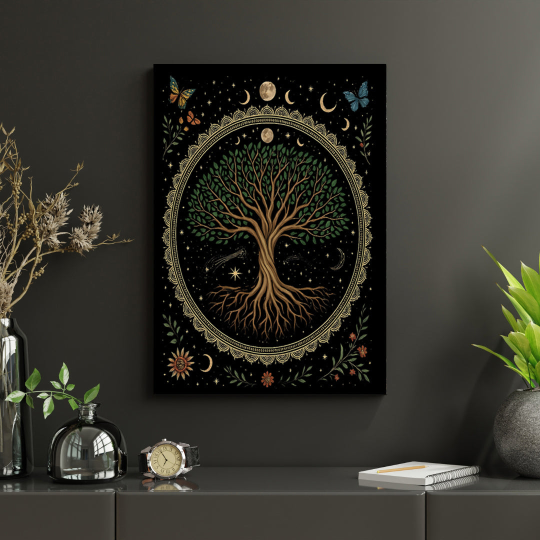 16"x20" – Moon Phase Tree of Life - Premium Canvas Wall Art
