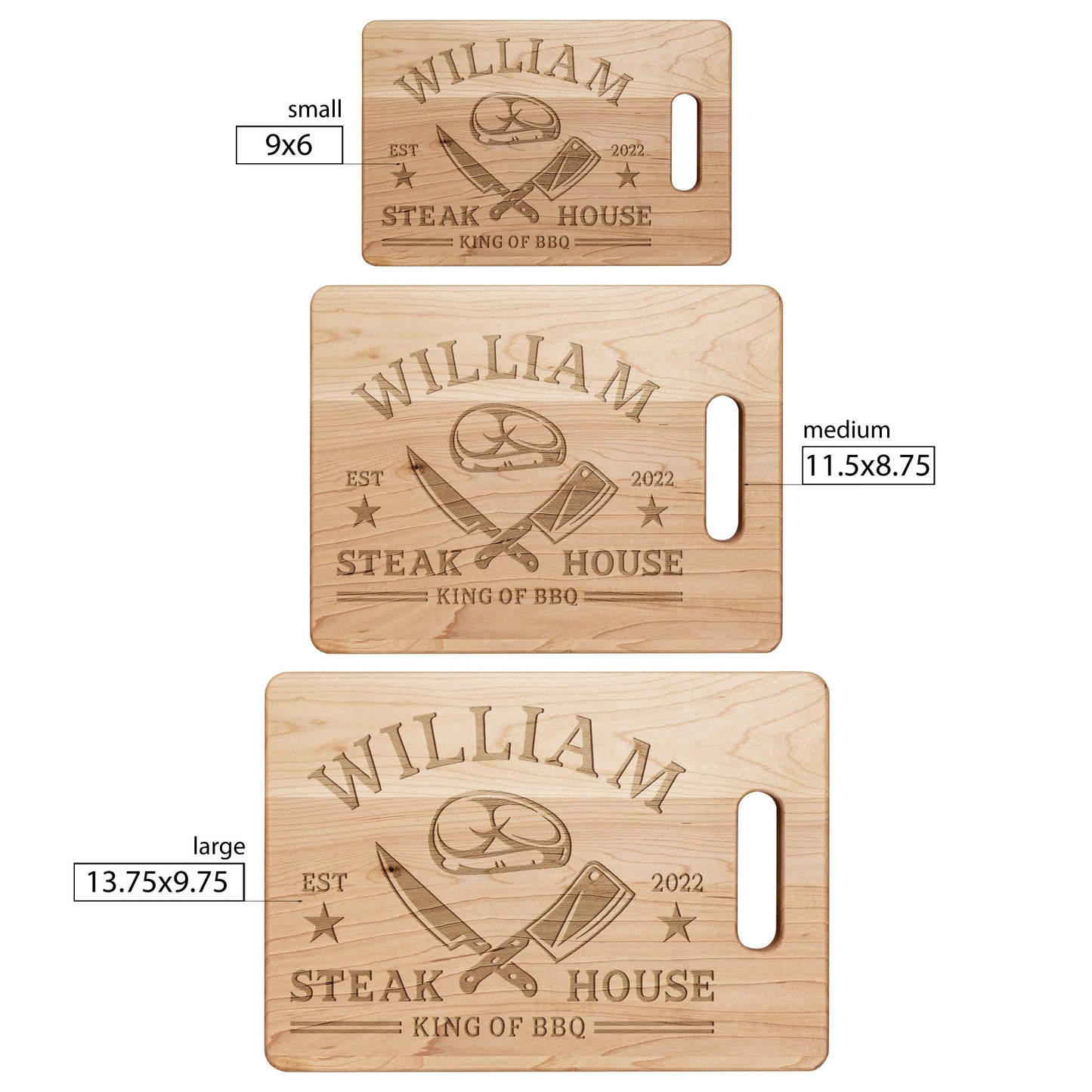 Personalized Cutting Board – Custom BBQ Design = NAME & DATE