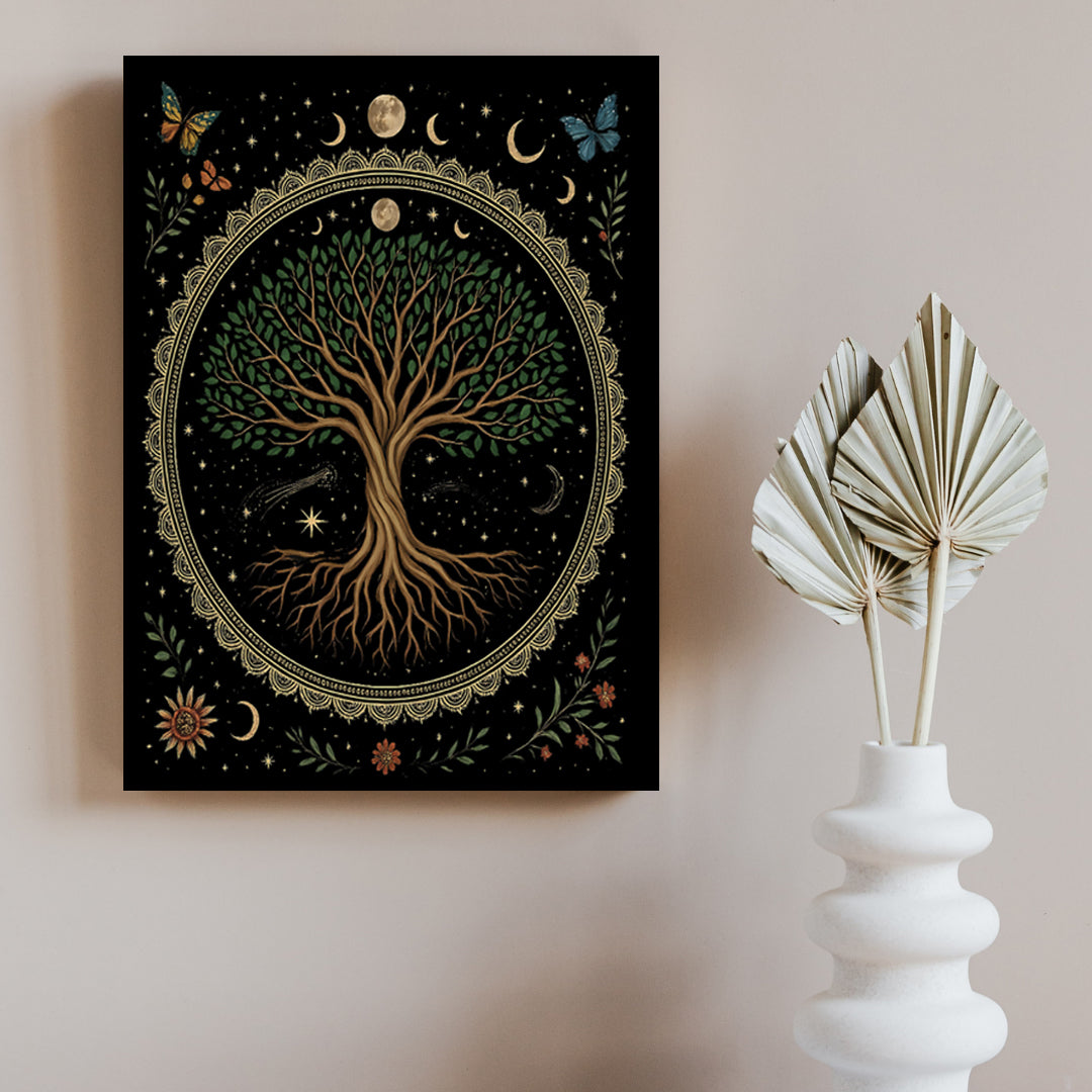 16"x20" – Moon Phase Tree of Life - Premium Canvas Wall Art