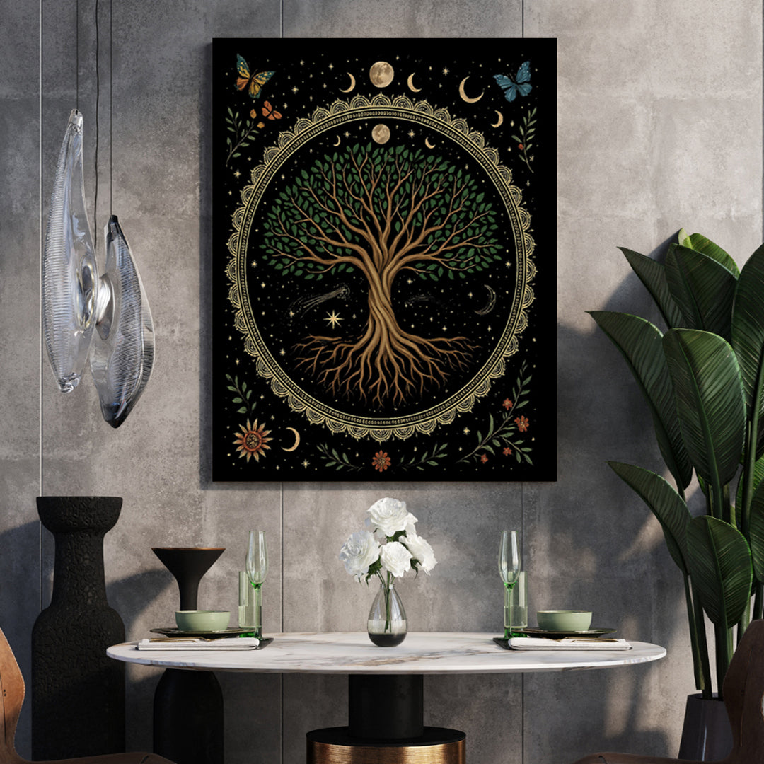 16"x20" – Moon Phase Tree of Life - Premium Canvas Wall Art