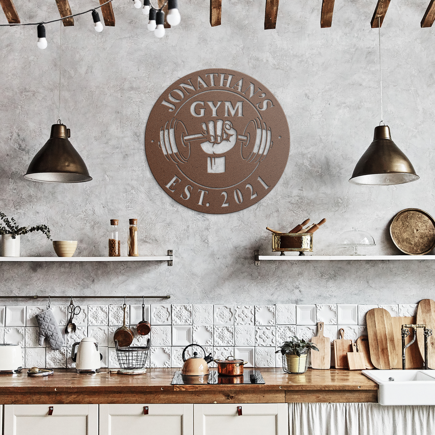 Personalized_Gym_Metal_Sign__For_True_Copper_Rustic_Kitchen_Mockup.png