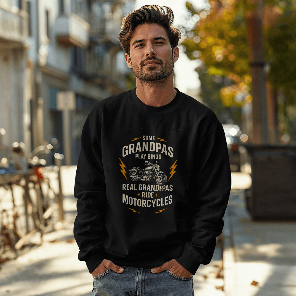Real Grandpas Ride Motorcycle – Crewneck Sweatshirt