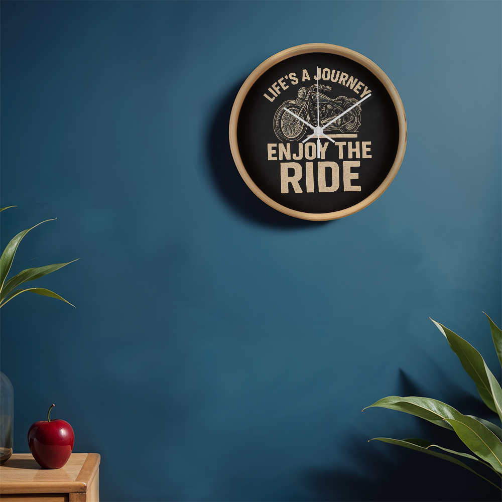 Life's a Journey, Enjoy the Ride" – 10" Wood Frame Wall Clock