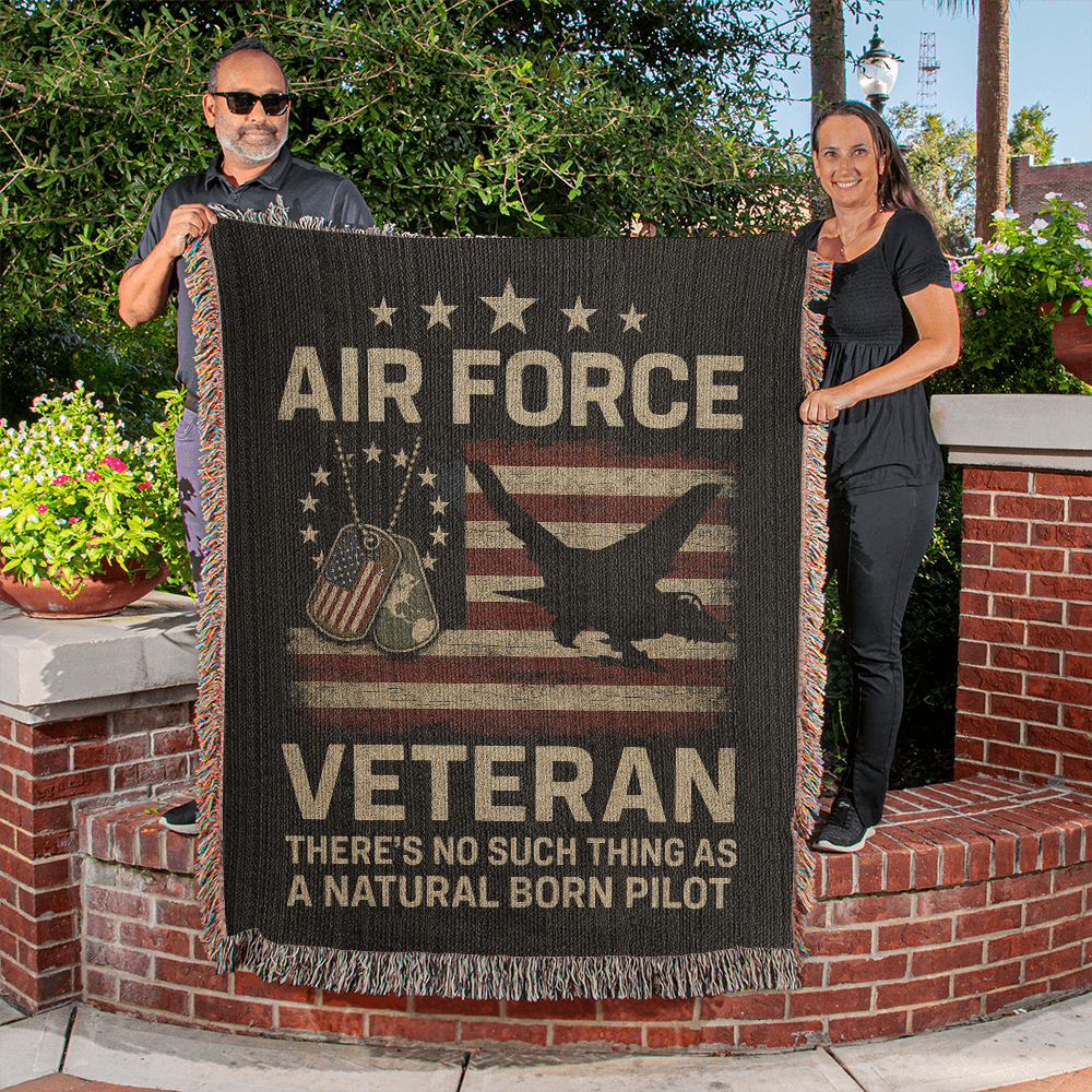 Heirloom-Quality Woven Blanket – Air Force Veteran Tribute – 100% Cotton