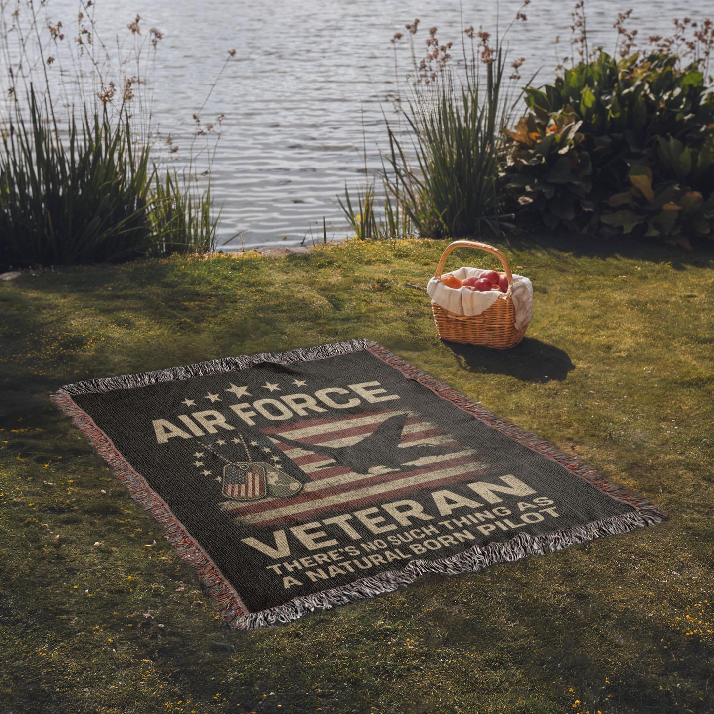 Heirloom-Quality Woven Blanket – Air Force Veteran Tribute – 100% Cotton