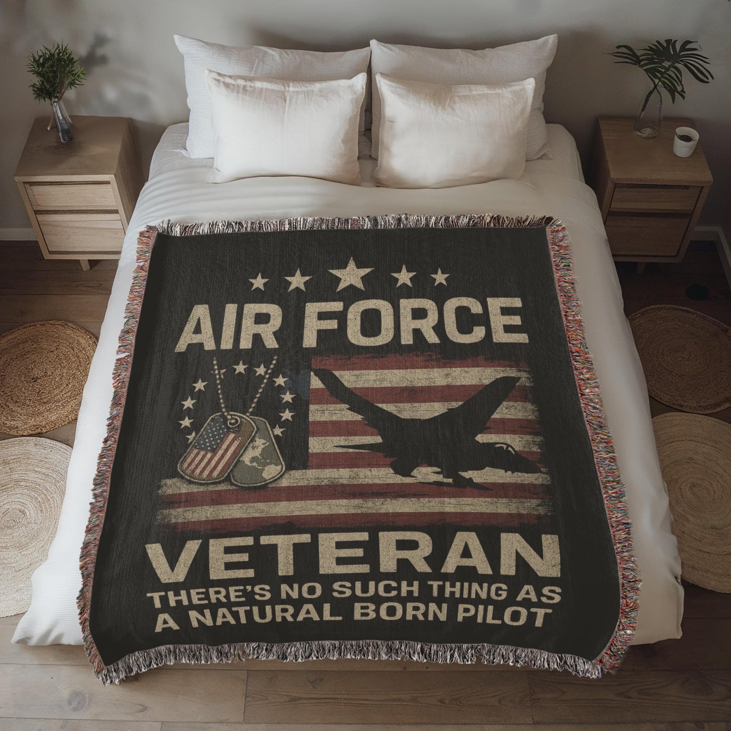 Heirloom-Quality Woven Blanket – Air Force Veteran Tribute – 100% Cotton
