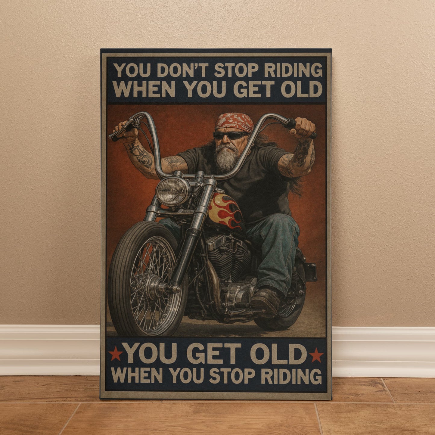 You Don’t Stop Riding – Gallery Wrapped Biker Canvas – Available in 16"x12" & 24"x16"