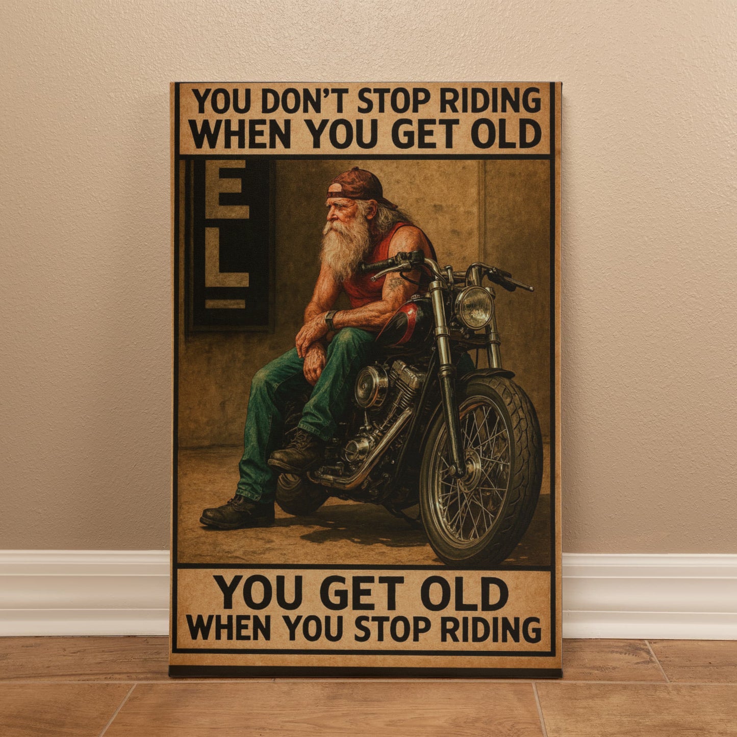 You Don’t Stop Riding – Gallery Wrapped Biker Canvas – Available in 16"x12" & 24"x16"