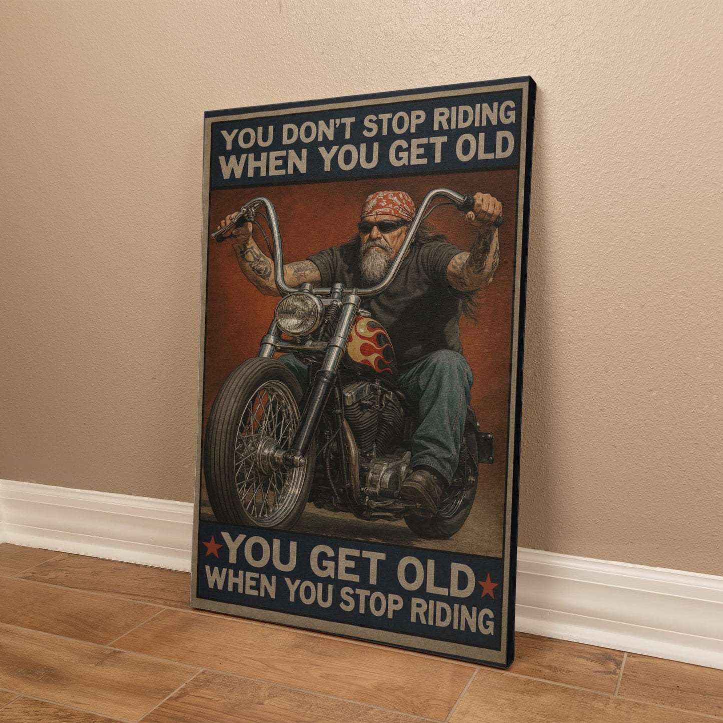 You Don’t Stop Riding – Gallery Wrapped Biker Canvas – Available in 16"x12" & 24"x16"