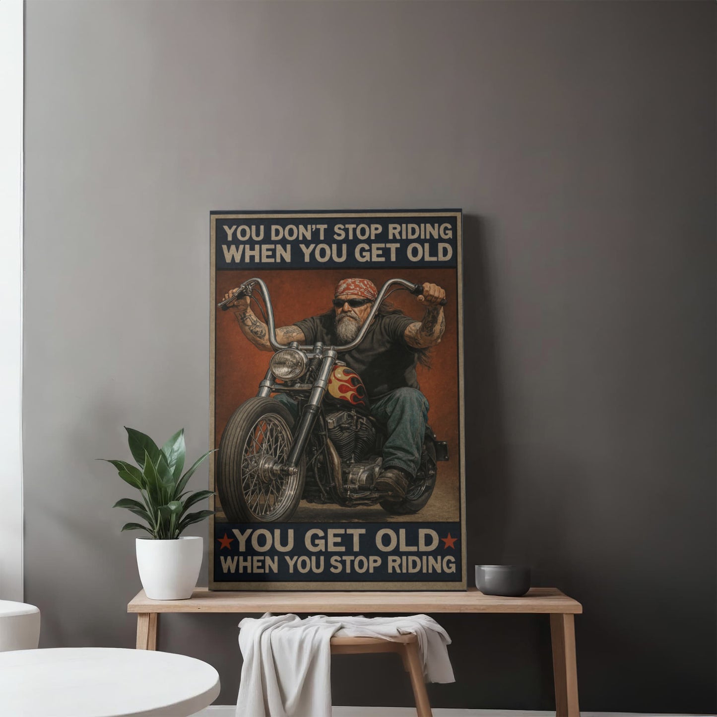 You Don’t Stop Riding – Gallery Wrapped Biker Canvas – Available in 16"x12" & 24"x16"
