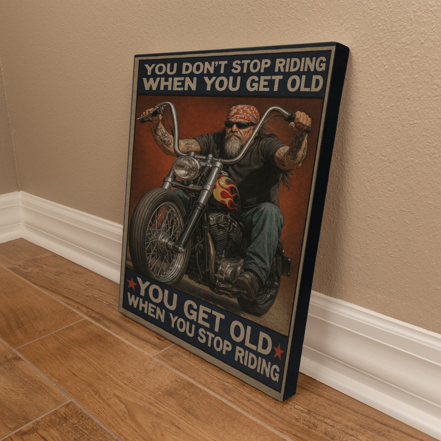 You Don’t Stop Riding – Gallery Wrapped Biker Canvas – Available in 16"x12" & 24"x16"