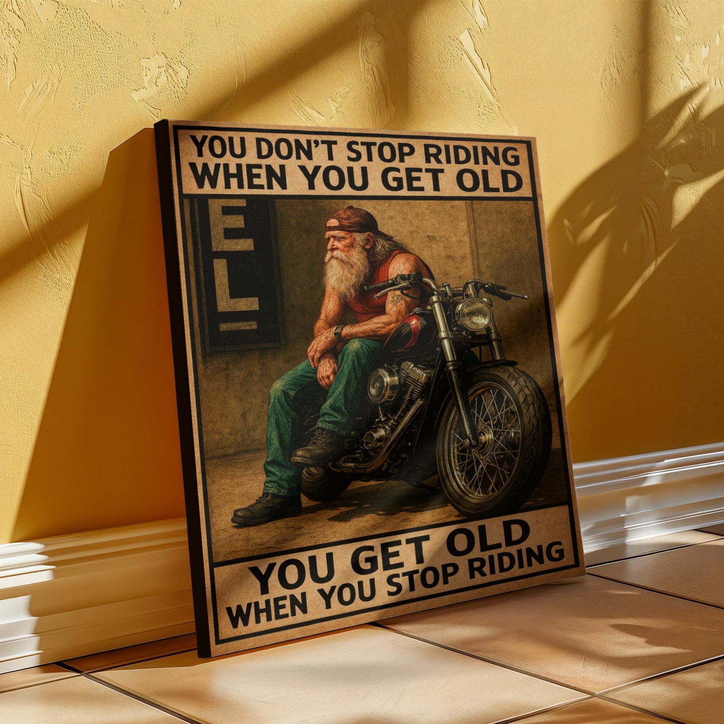 You Don’t Stop Riding – Gallery Wrapped Biker Canvas – Available in 16"x12" & 24"x16"