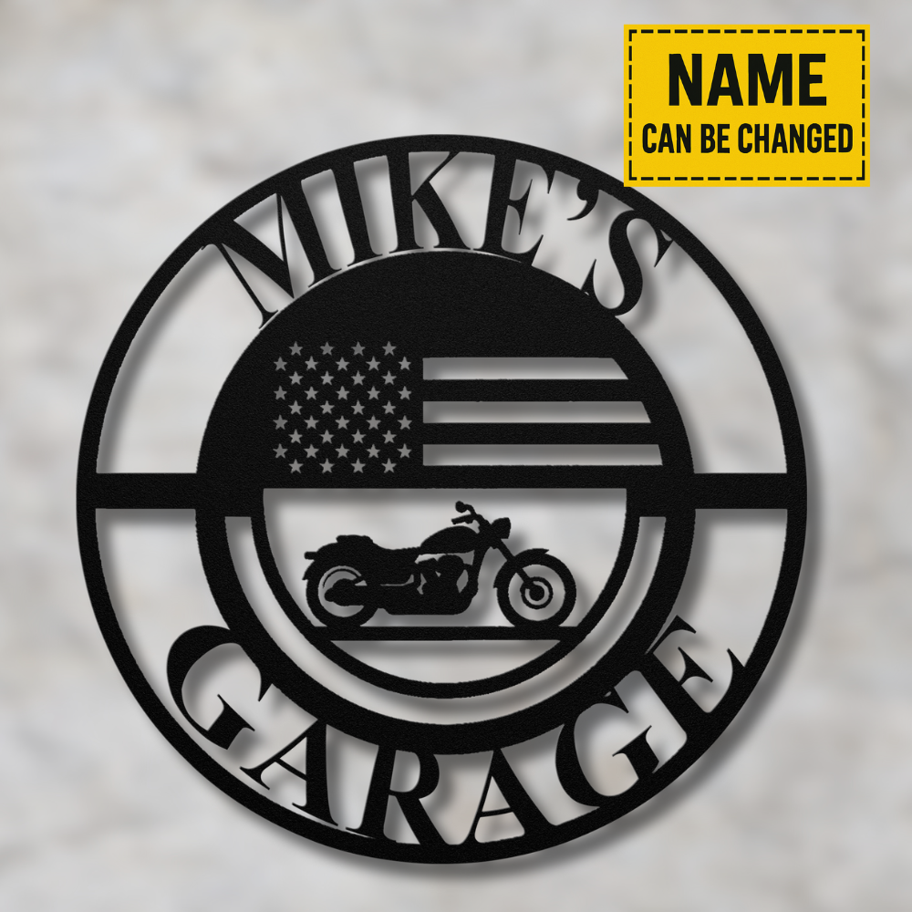 Personalized Biker Garage Metal Sign β Custom Name Motorcycle Wall Art