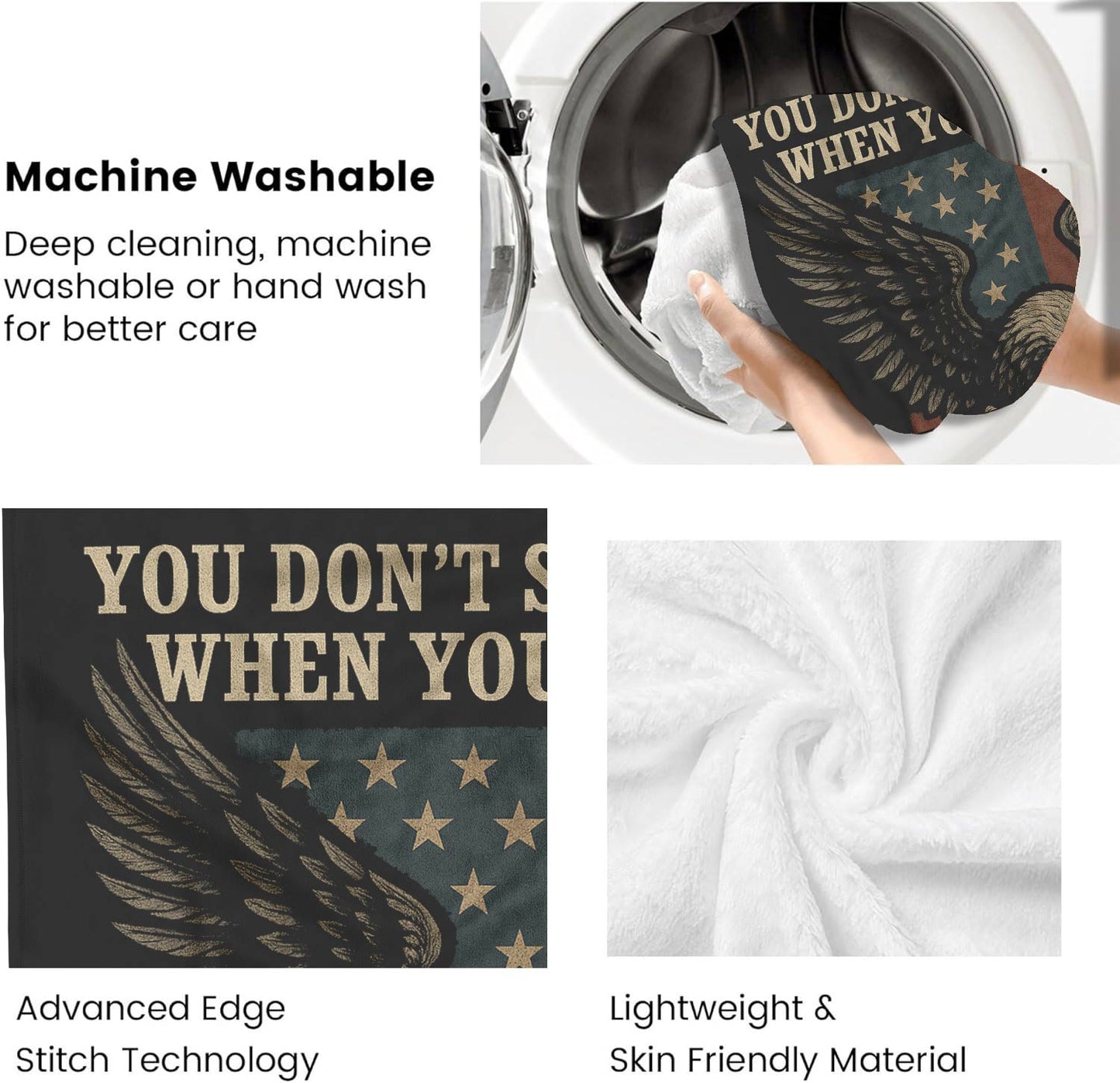 Biker Fleece Blanket – ‘You Don’t Stop Riding’ – Eagle & V-Twin Design