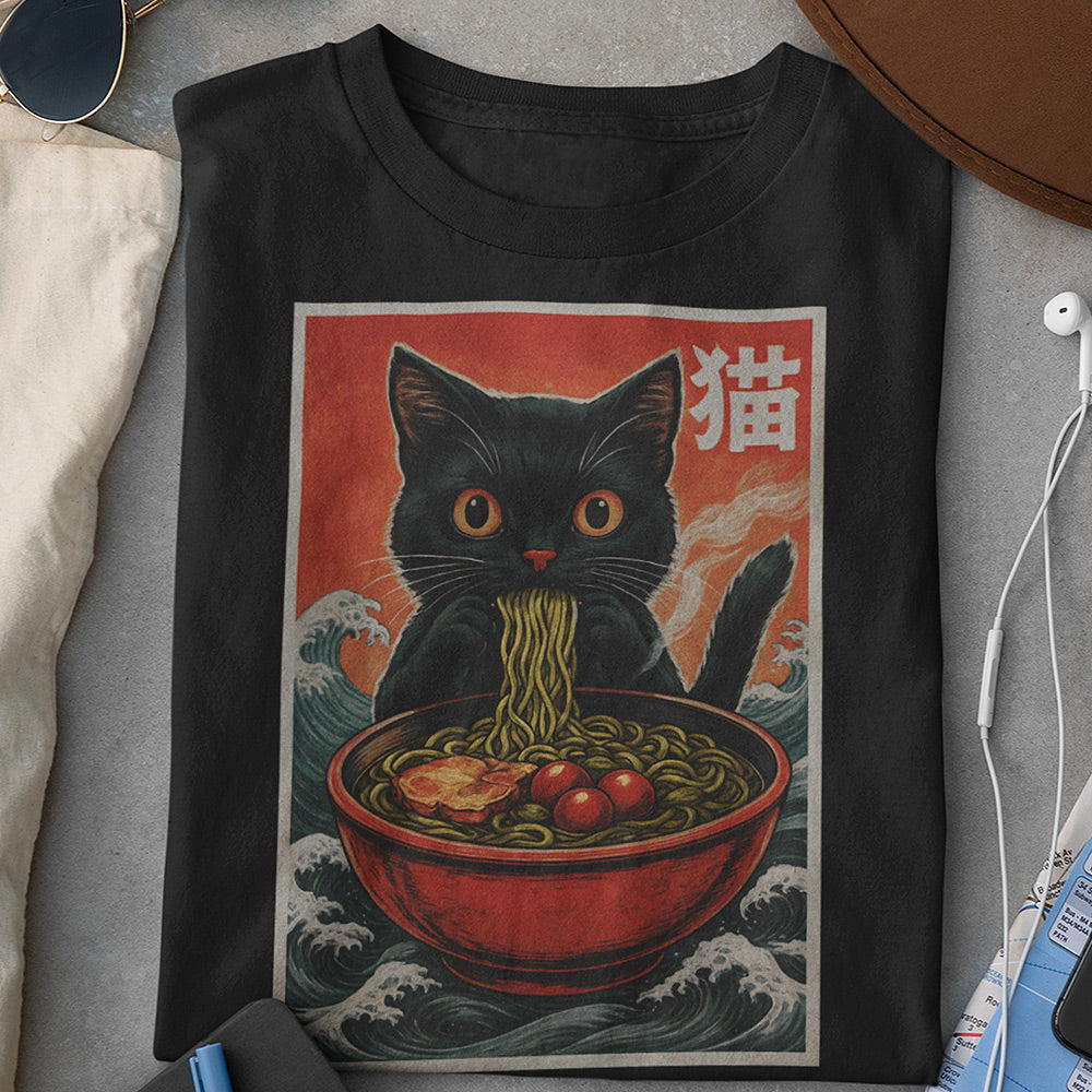 Kawaii Cat Slurping Ramen – Graphic Tee