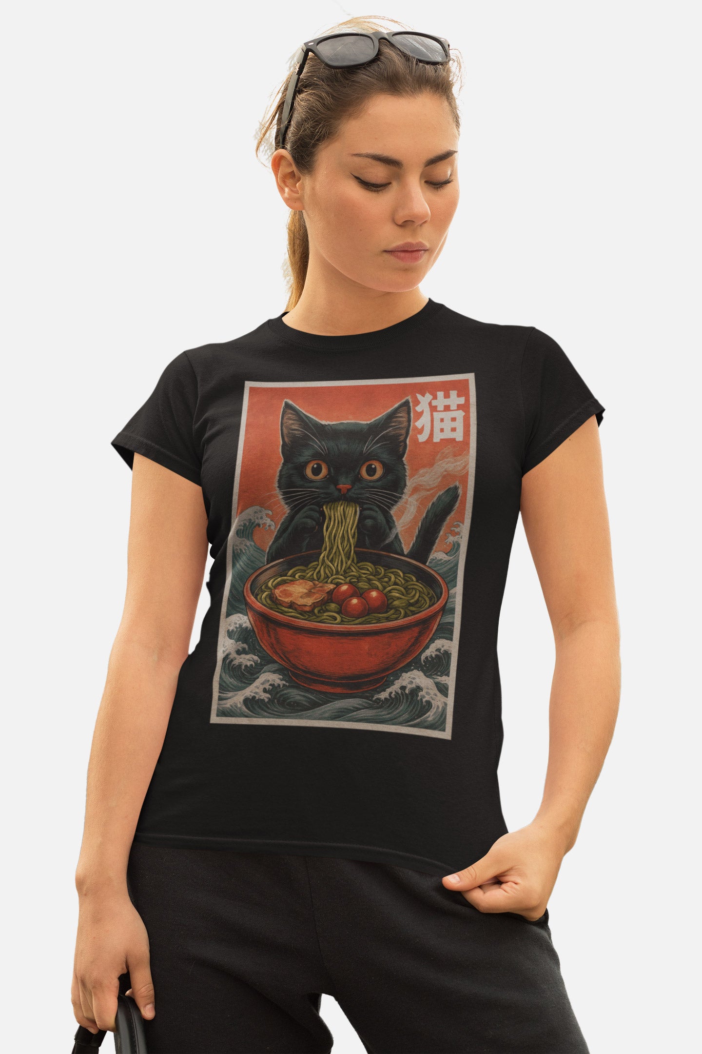 Kawaii Cat Slurping Ramen – Graphic Tee
