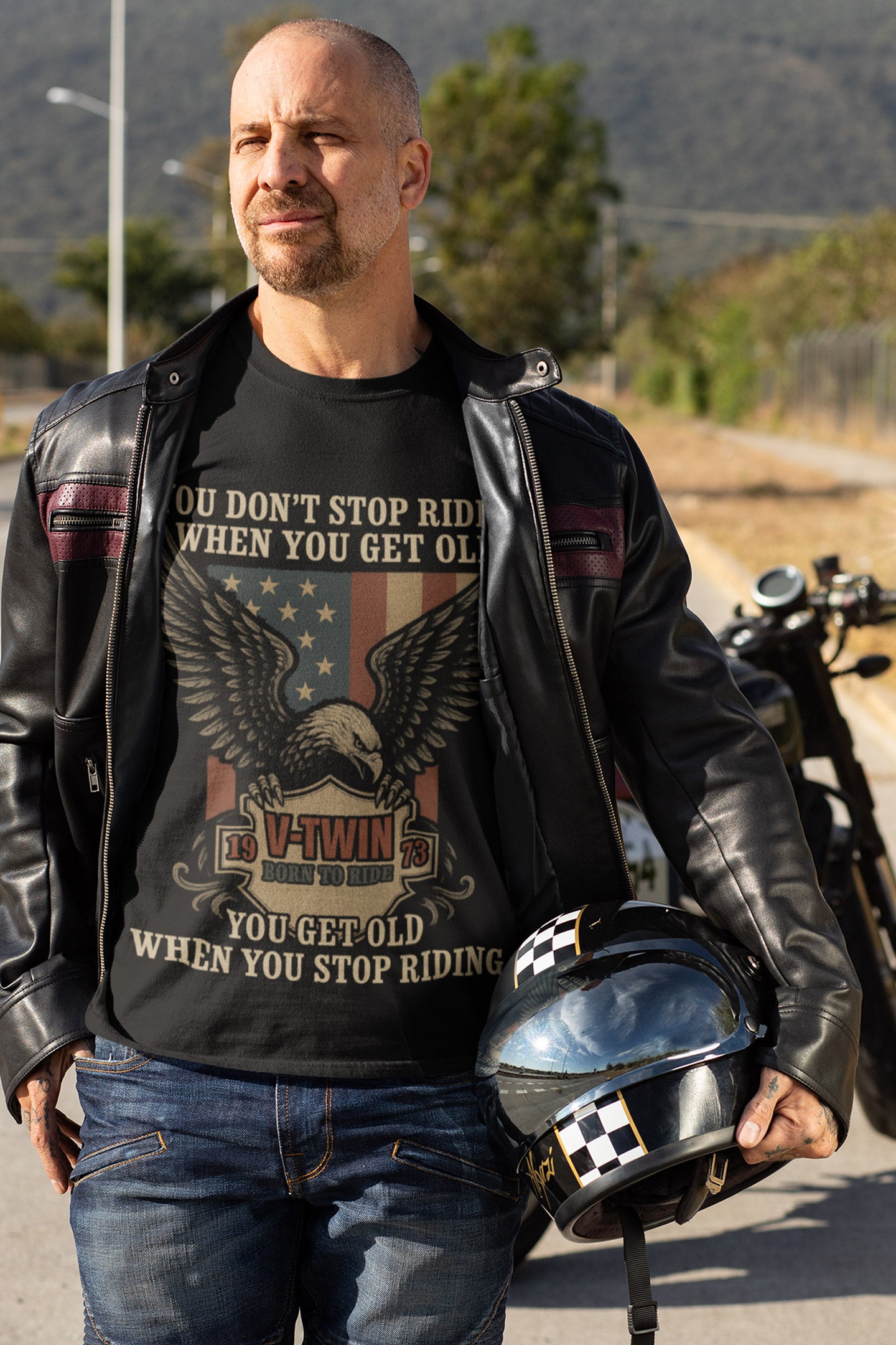 You Don’t Stop Riding – Eagle Biker T-Shirt