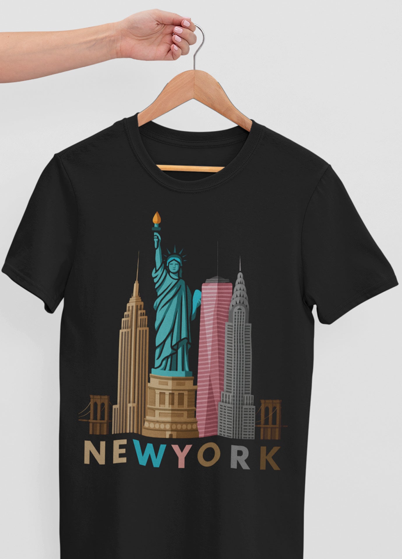 New York Skyline T-Shirt – Statue of Liberty & Empire State Design