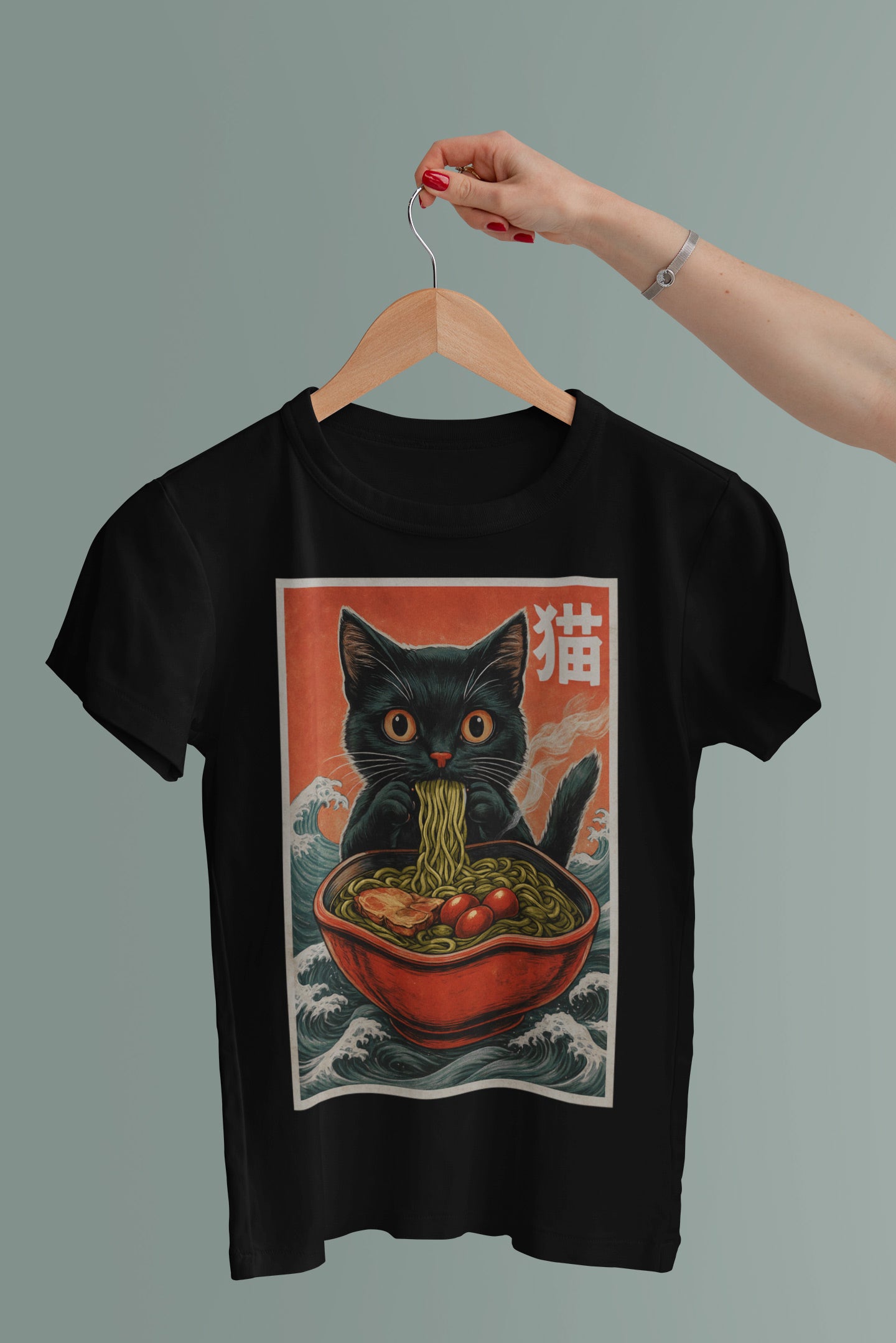 Kawaii Cat Slurping Ramen – Graphic Tee